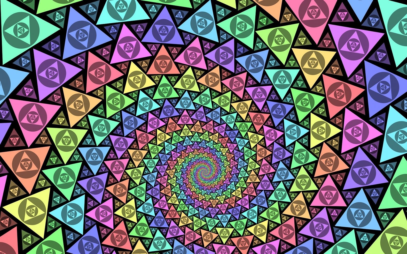 Abstract psychedelic spiral pattern of triangles HD Wallpaper