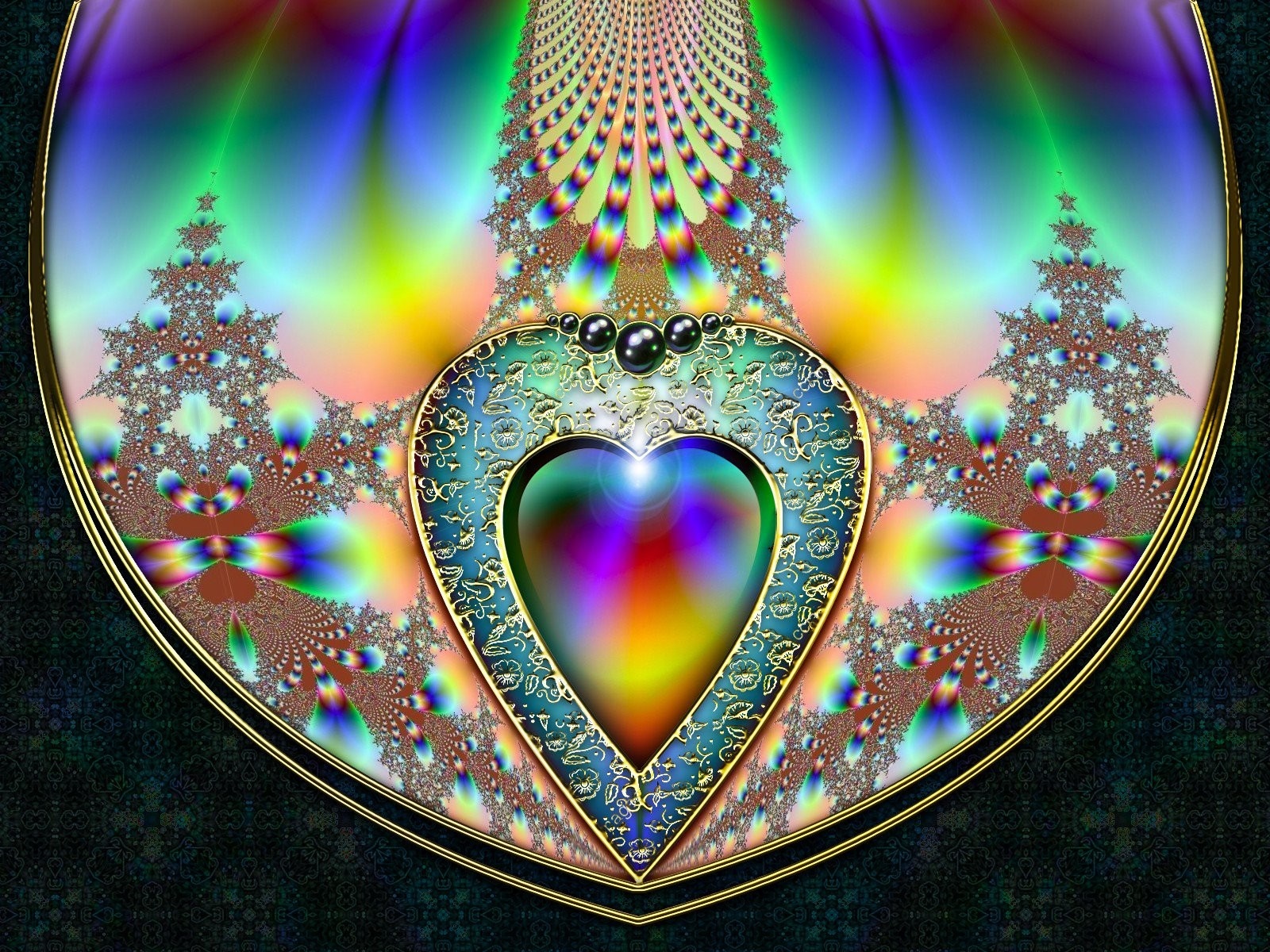 Fractal heart pendant with rainbow colors HD Wallpaper