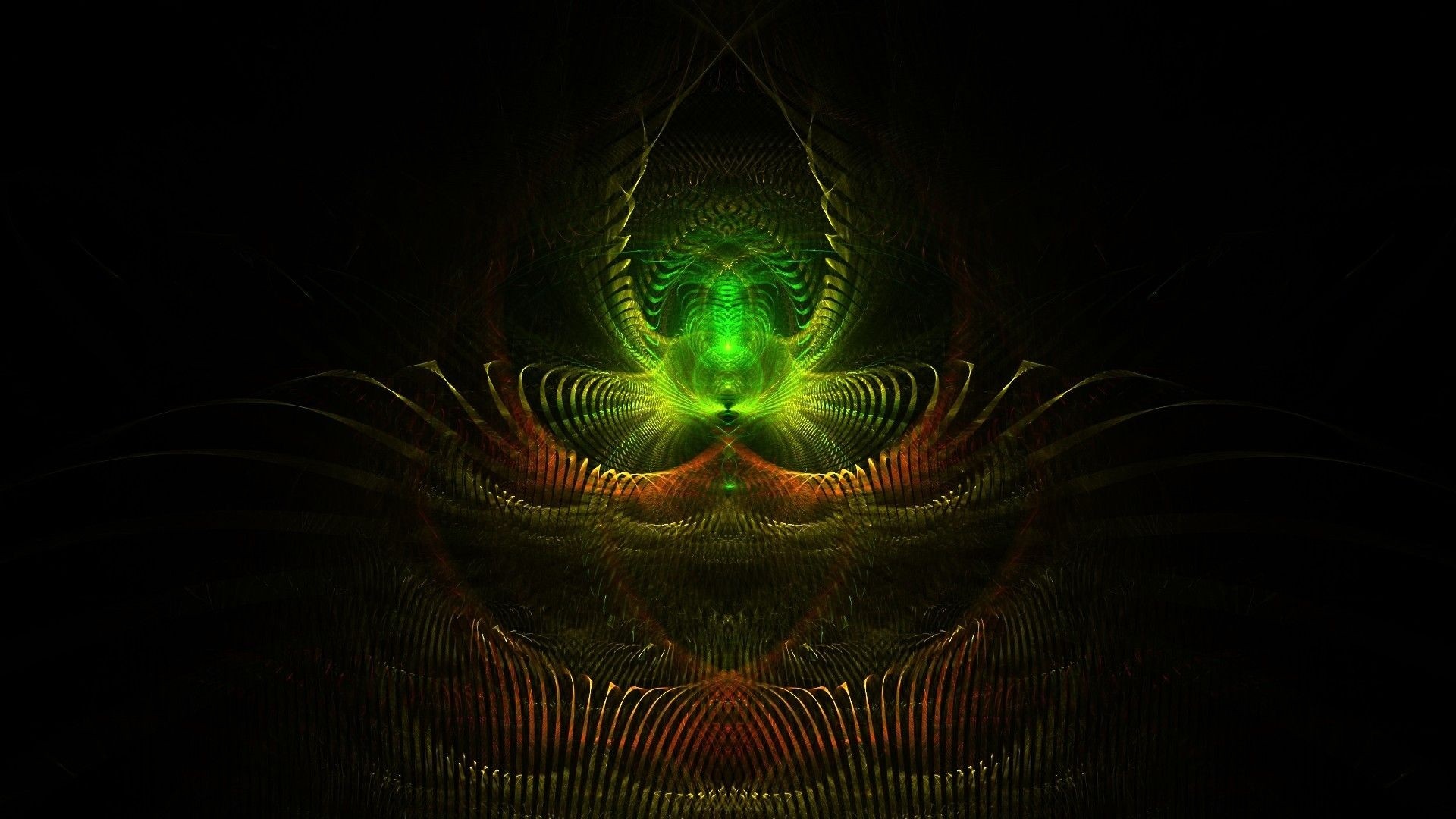 Abstract fractal art with green and red colors HD Wallpaper