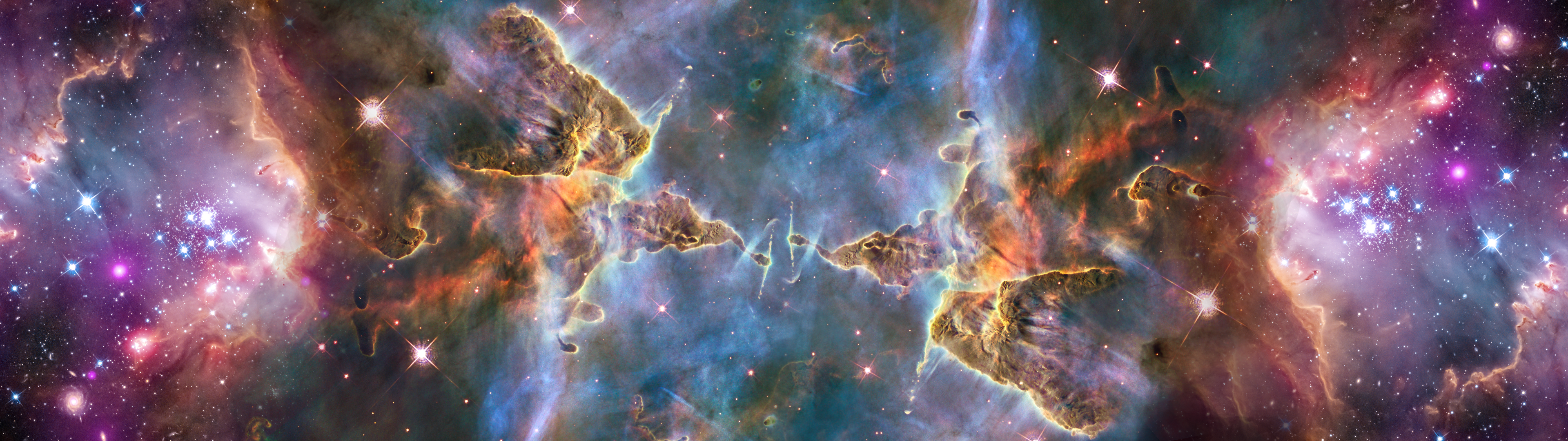 Symmetrical Nebula with Stars and Cosmic Dust HD Wallpaper