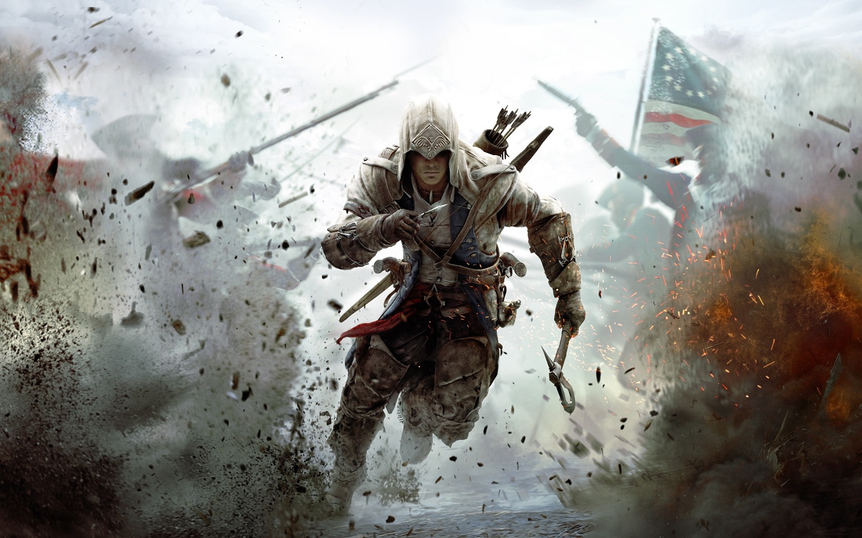 Connor Kenway from Assassin's Creed III in battle HD Wallpaper