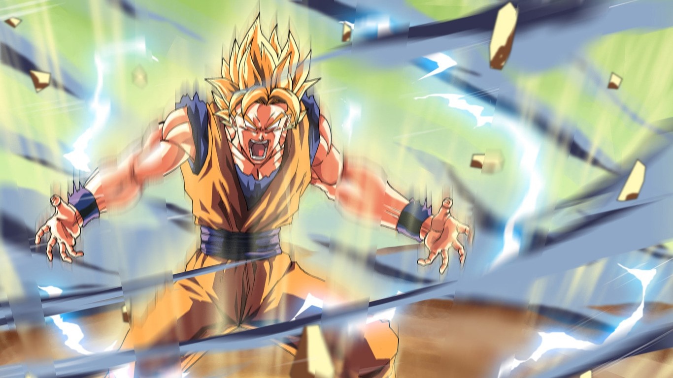Son Goku from Dragon Ball Z powering up HD Wallpaper