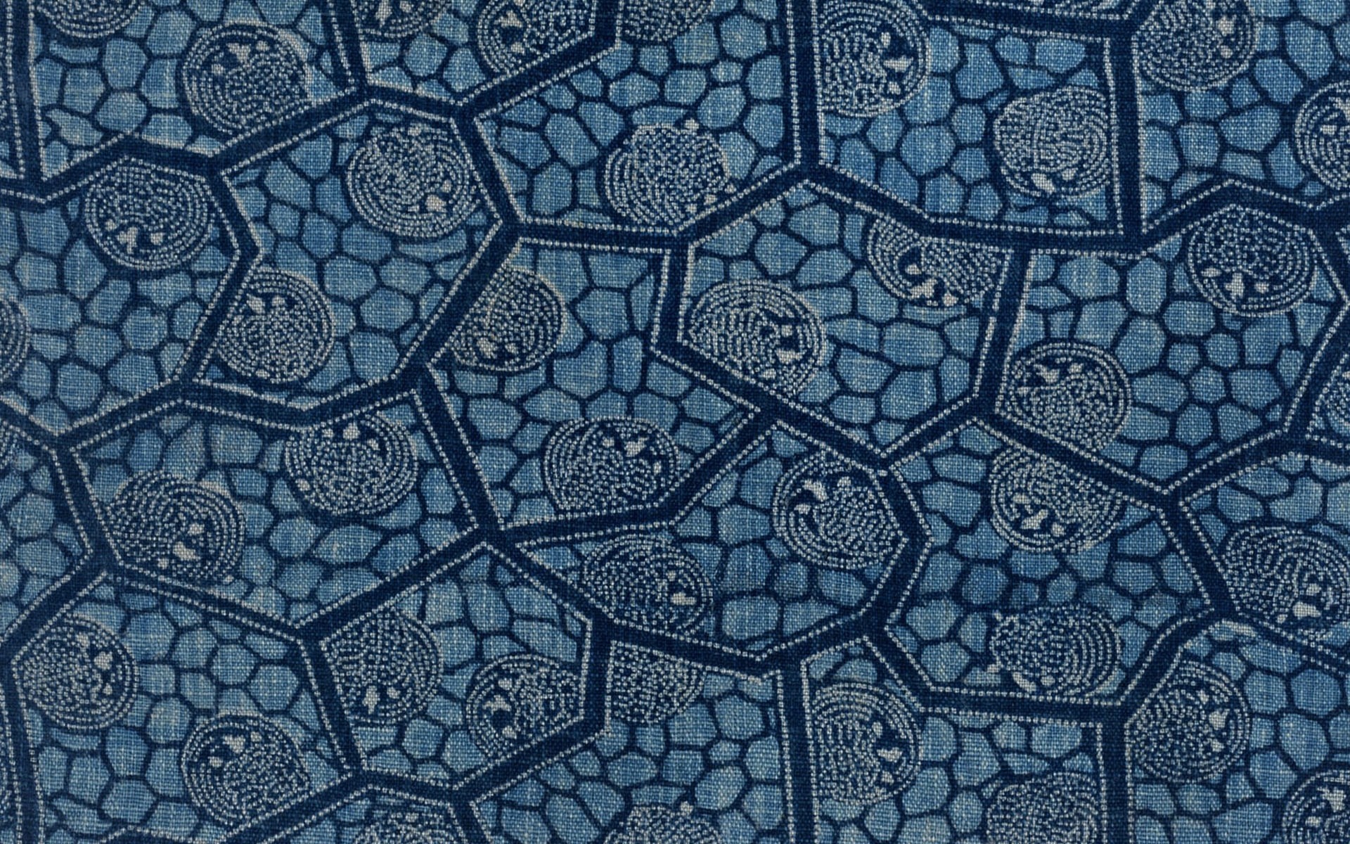Blue geometric pattern with circular motifs HD Wallpaper