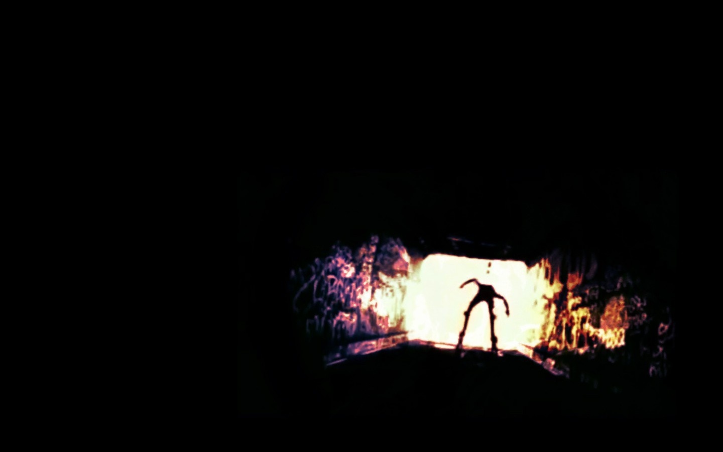 Marilyn Manson in a dark tunnel with fire HD Wallpaper