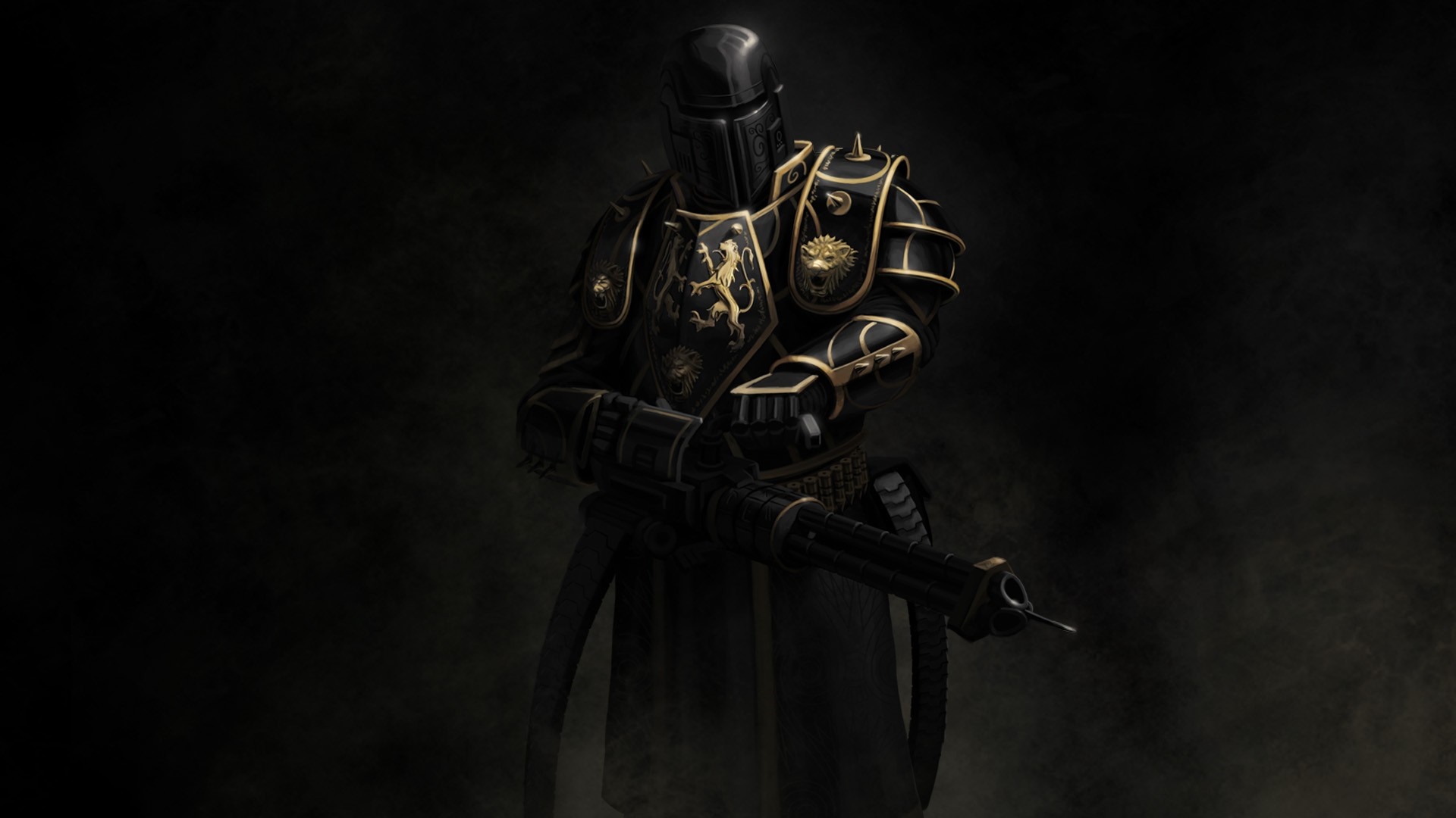 Black Knight with Gatling Gun from Divine Cybermancy HD Wallpaper