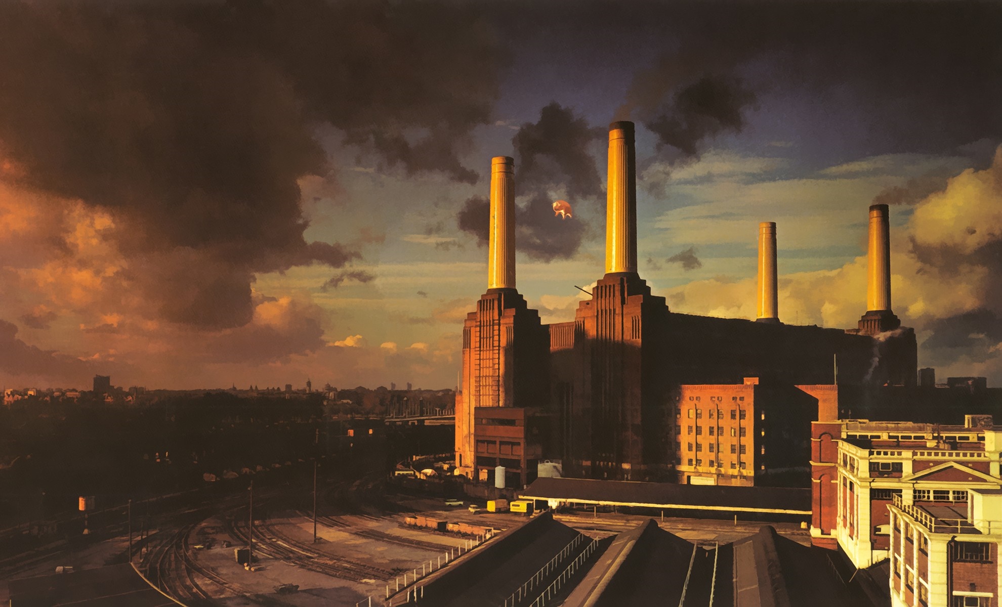 Animals album cover with Battersea Power Station HD Wallpaper