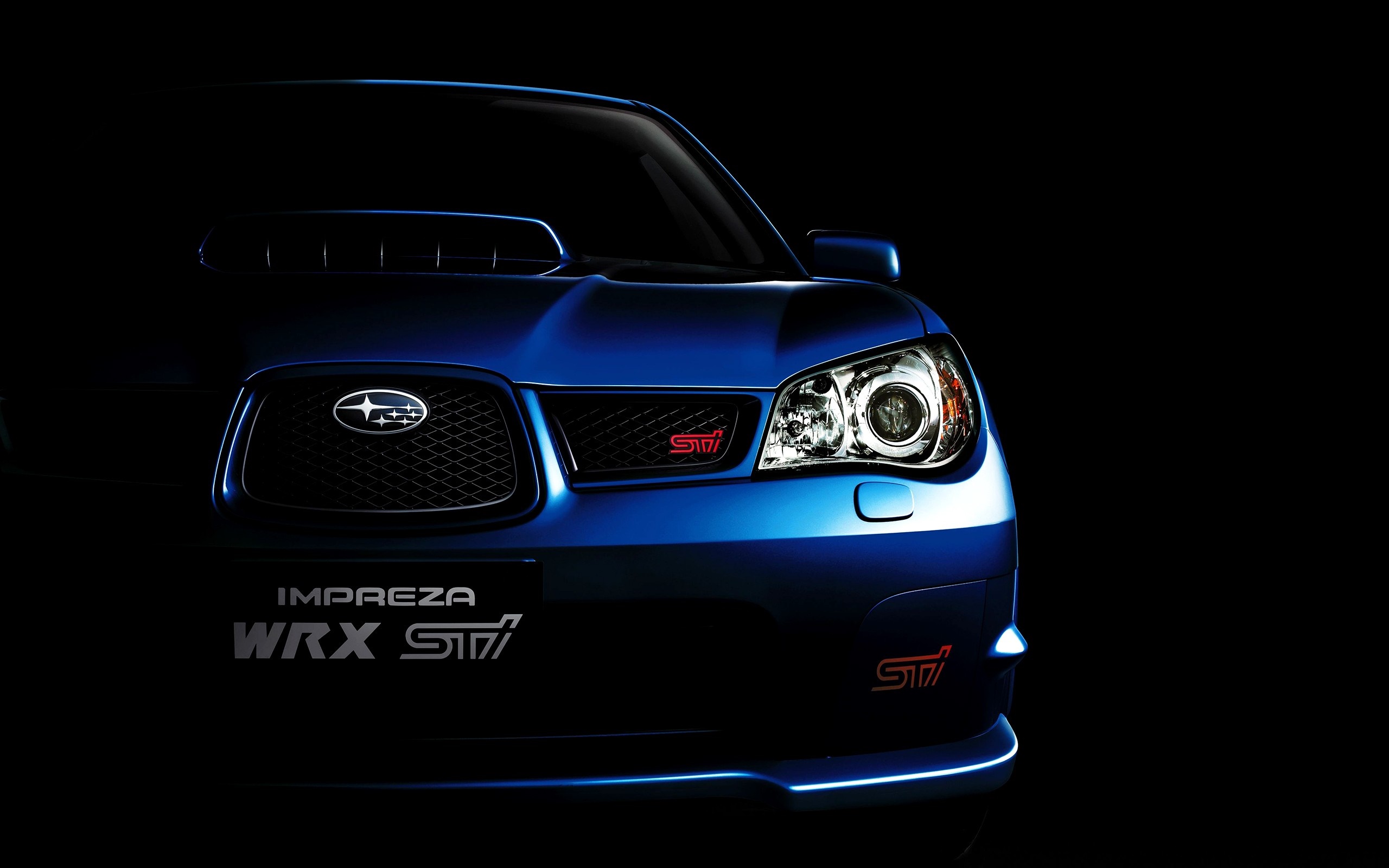 Blue Subaru Impreza WRX STI close-up HD Wallpaper