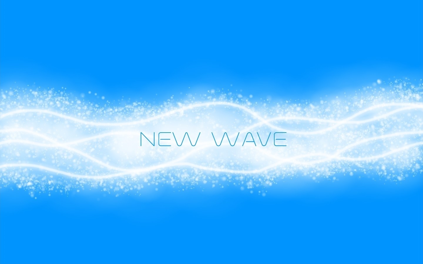 New Wave typography on a blue background with light waves HD Wallpaper