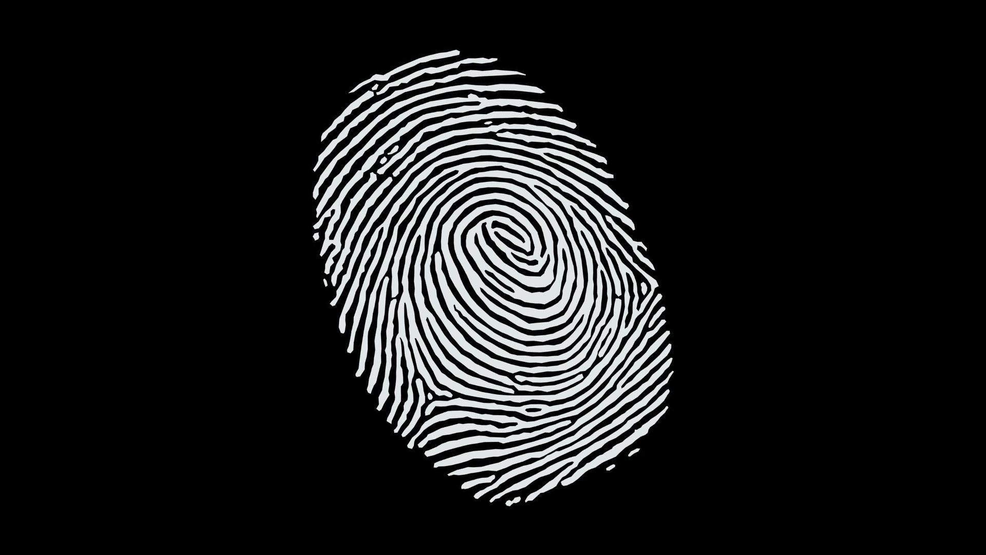 White fingerprint on black background HD Wallpaper