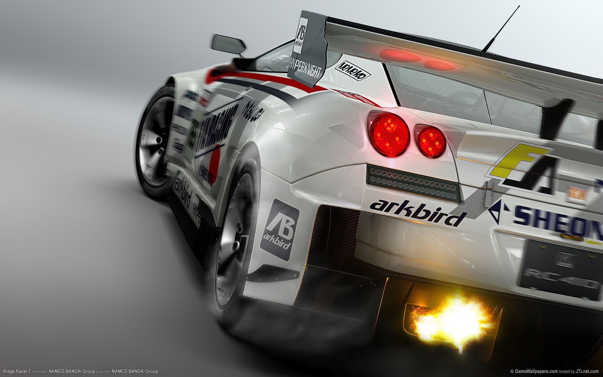 Ridge Racer 7 car with "arkbird" and "SHEON" logos HD Wallpaper