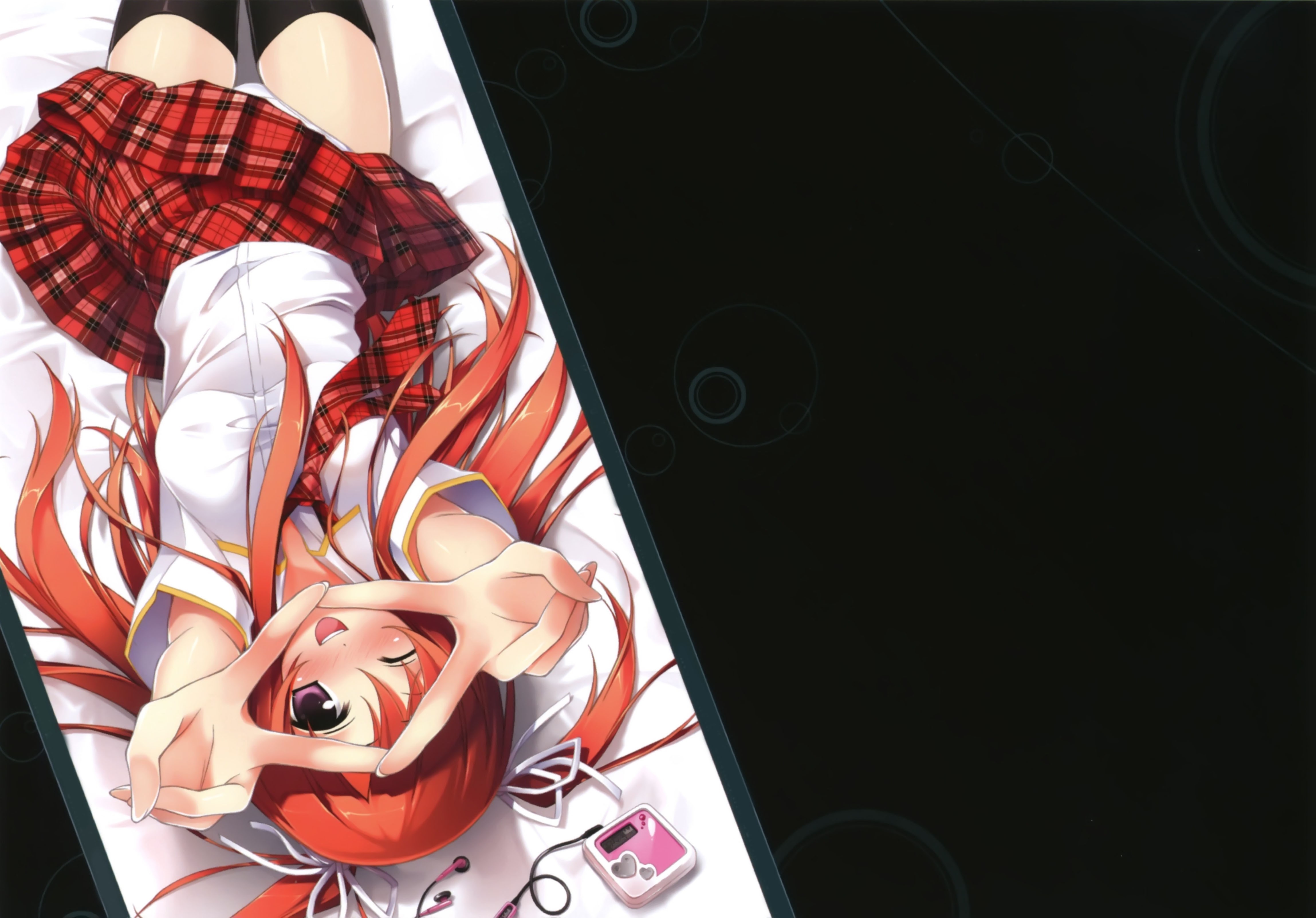 Anime girl with red hair and school uniform HD Wallpaper