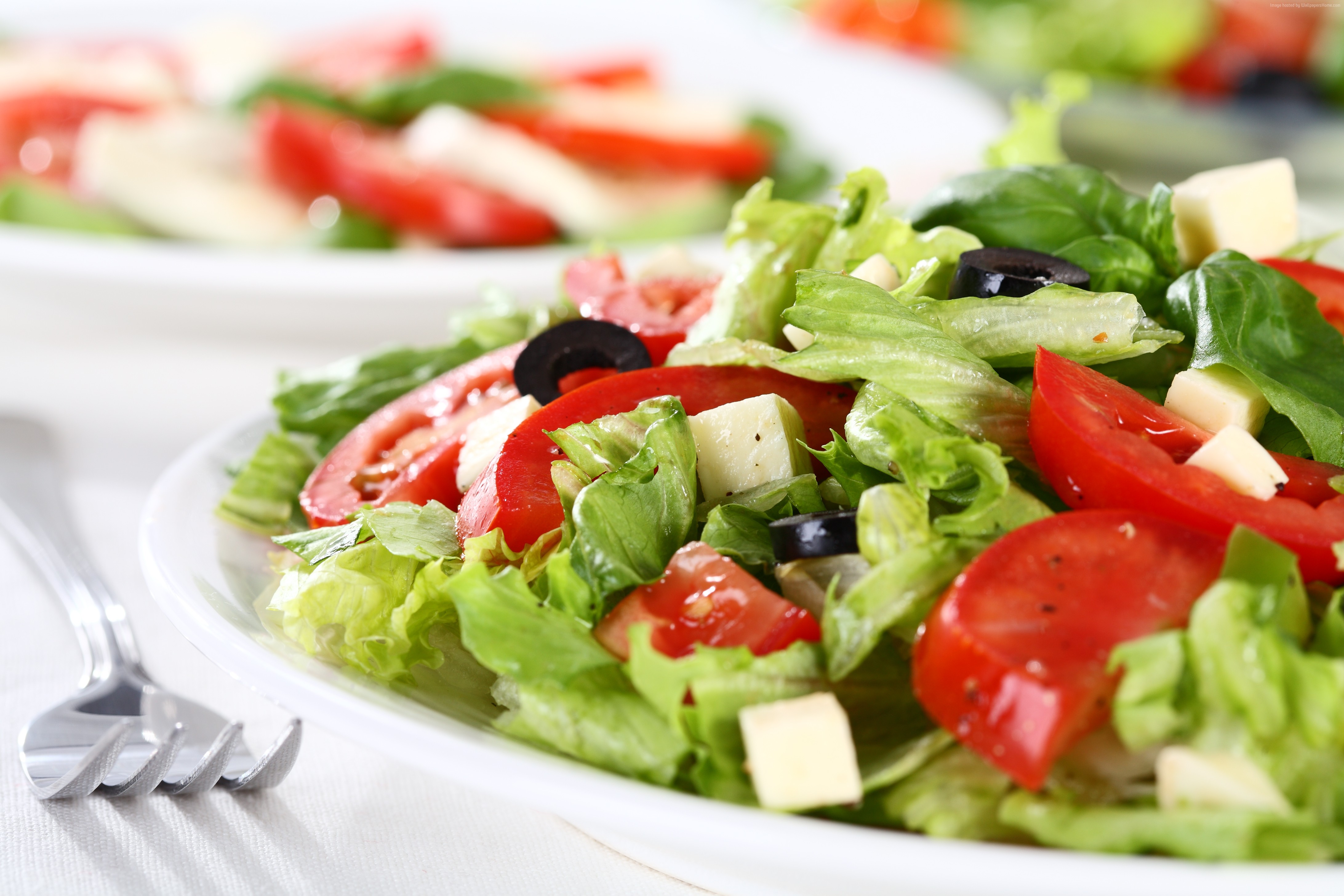 Greek Salad with Tomatoes, Olives, and Feta Cheese HD Wallpaper