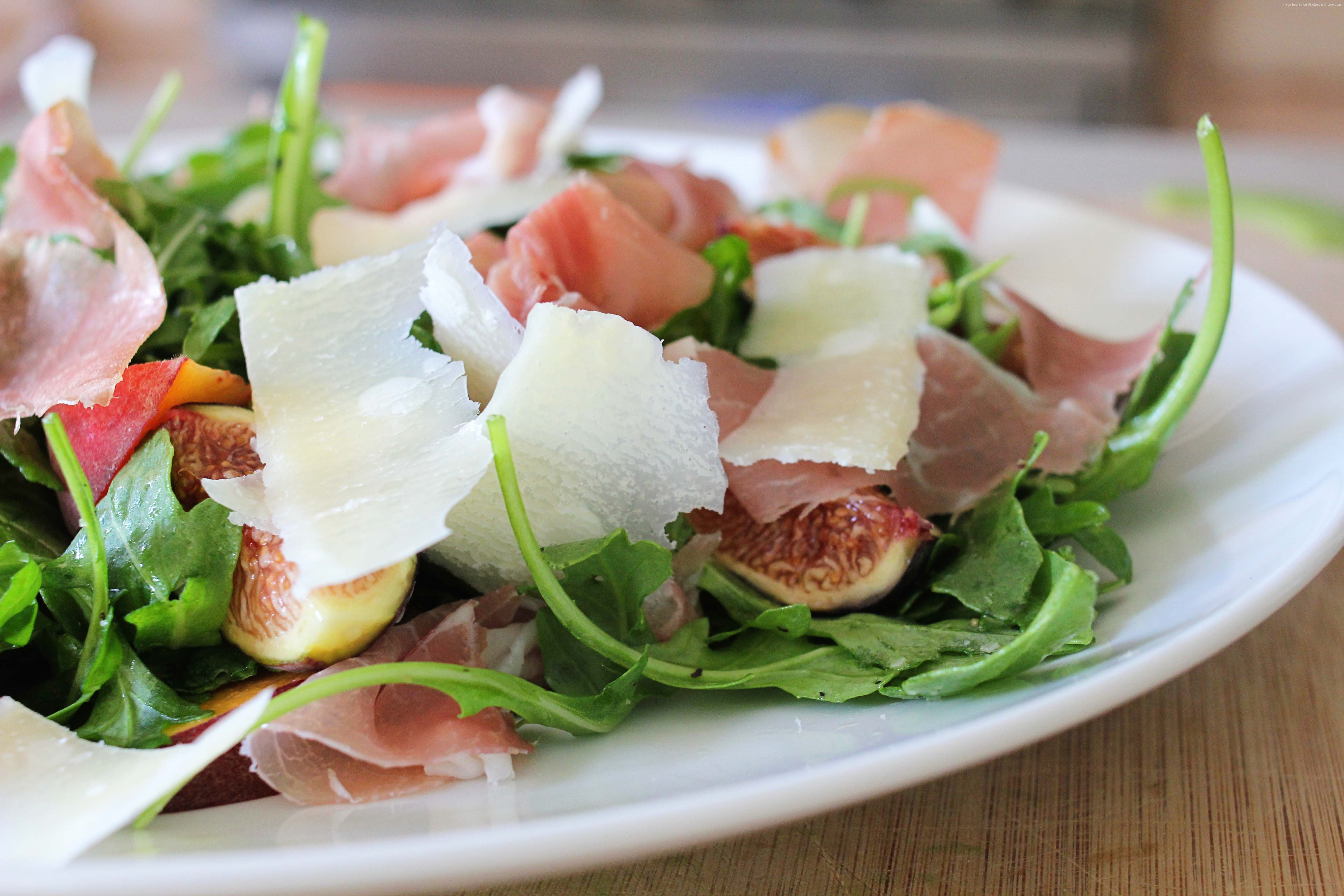 Salad with Prosciutto, Figs, and Shaved Parmesan HD Wallpaper