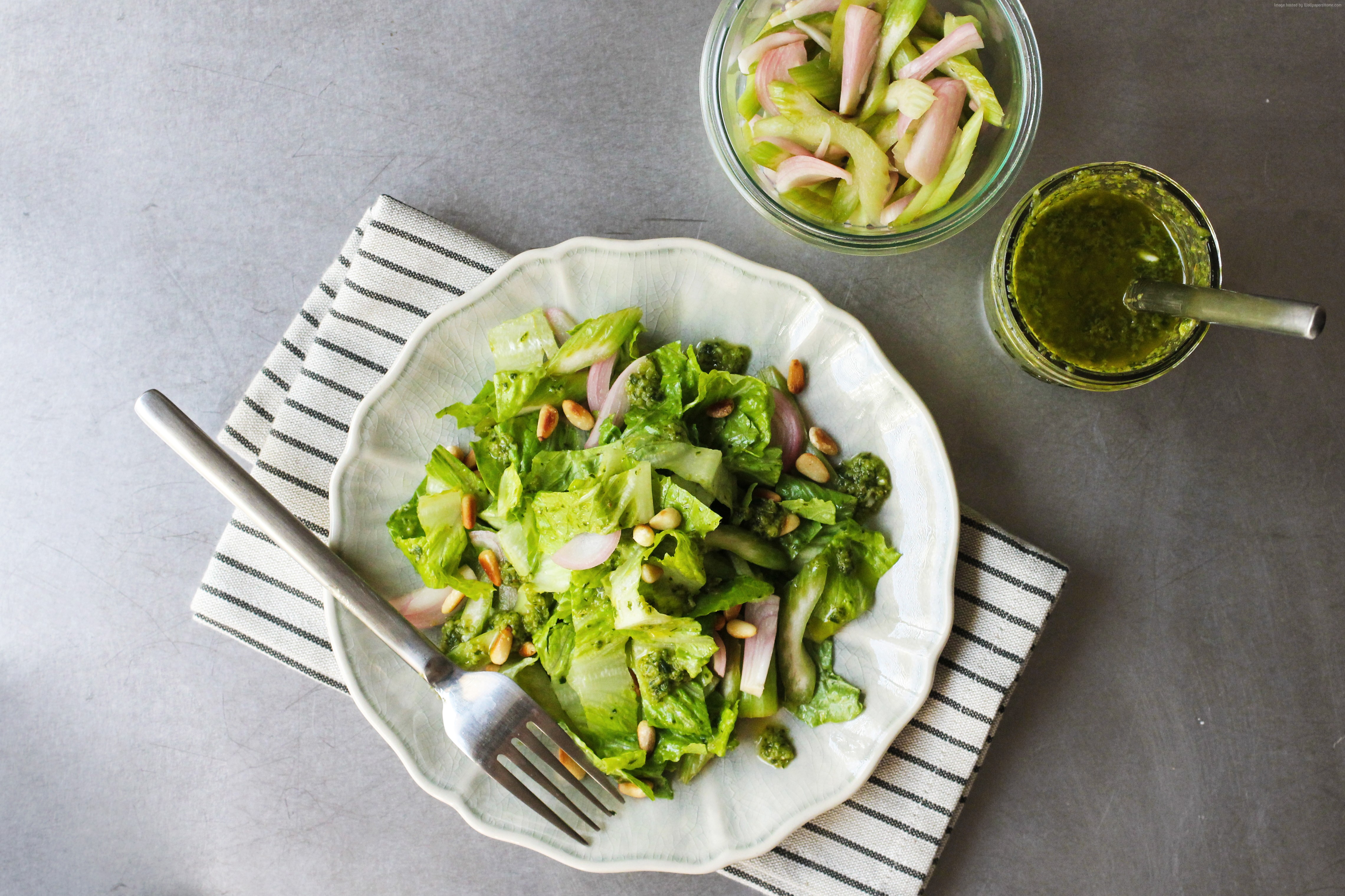 Salad with Pesto and Pine Nuts HD Wallpaper