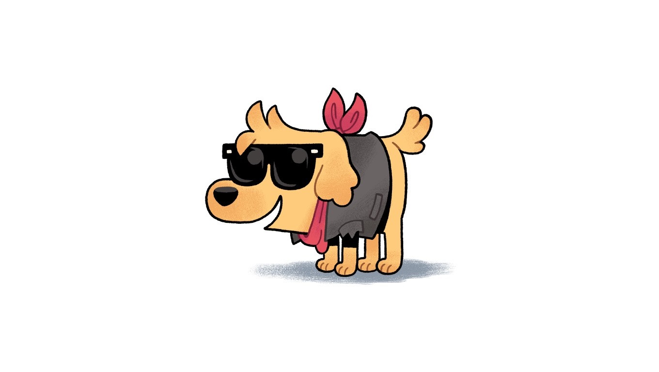 Cartoon dog wearing sunglasses and a jacket HD Wallpaper