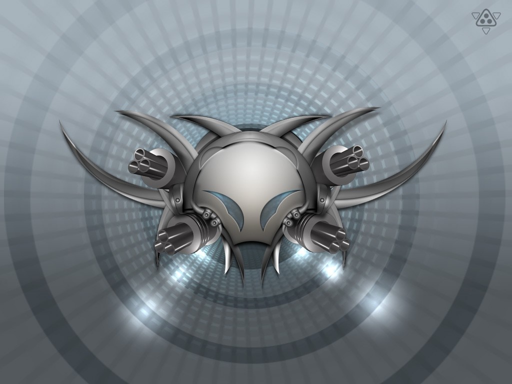Mechanical creature with guns in a tunnel HD Wallpaper