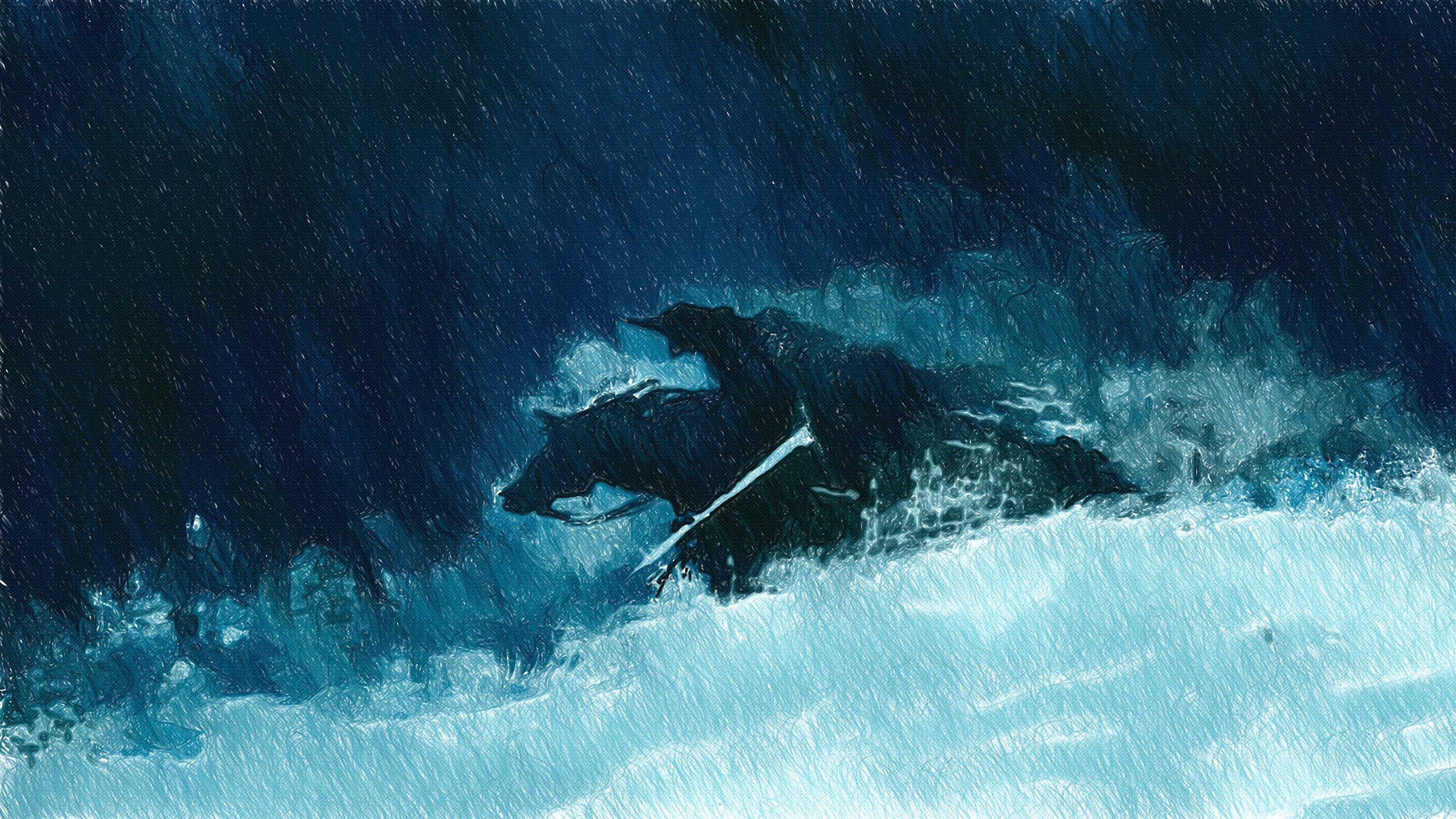 Fantasy art of a horse in a stormy sea HD Wallpaper