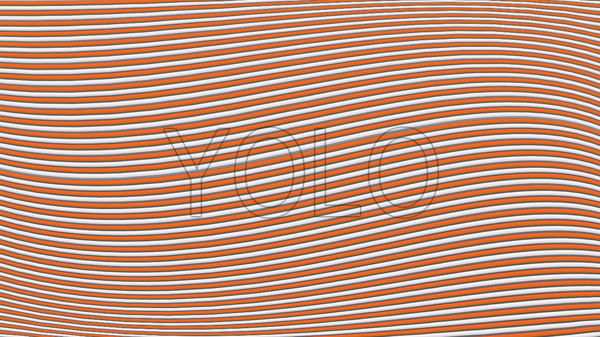 YOLO text on orange and white striped wavy pattern HD Wallpaper