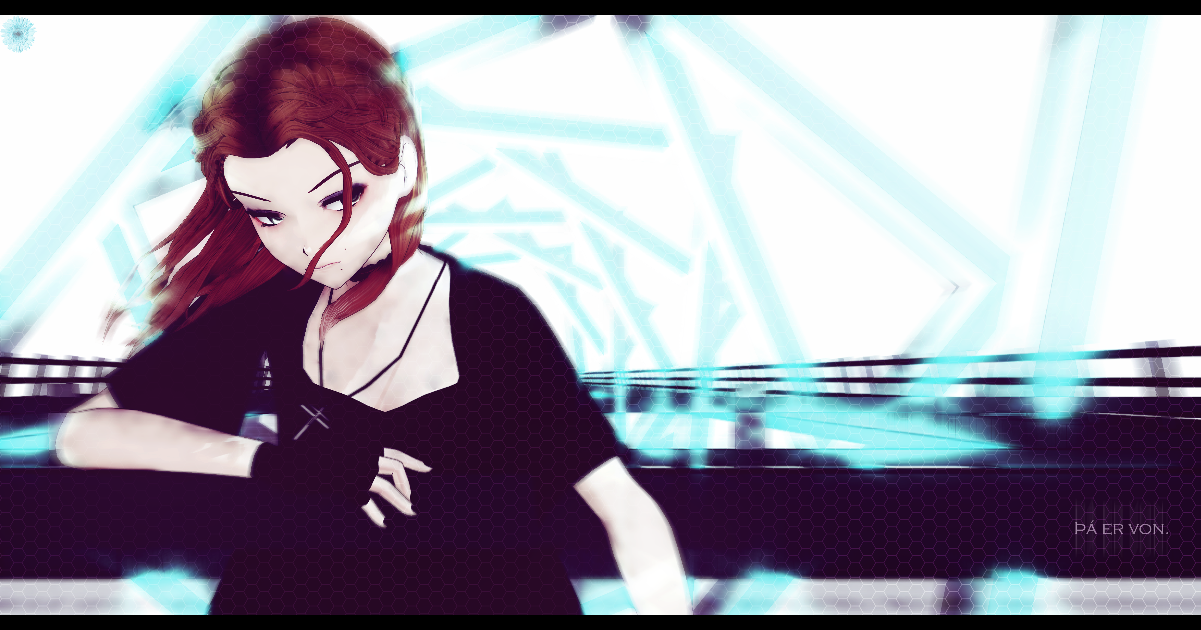 Redhead anime girl with necklace HD Wallpaper