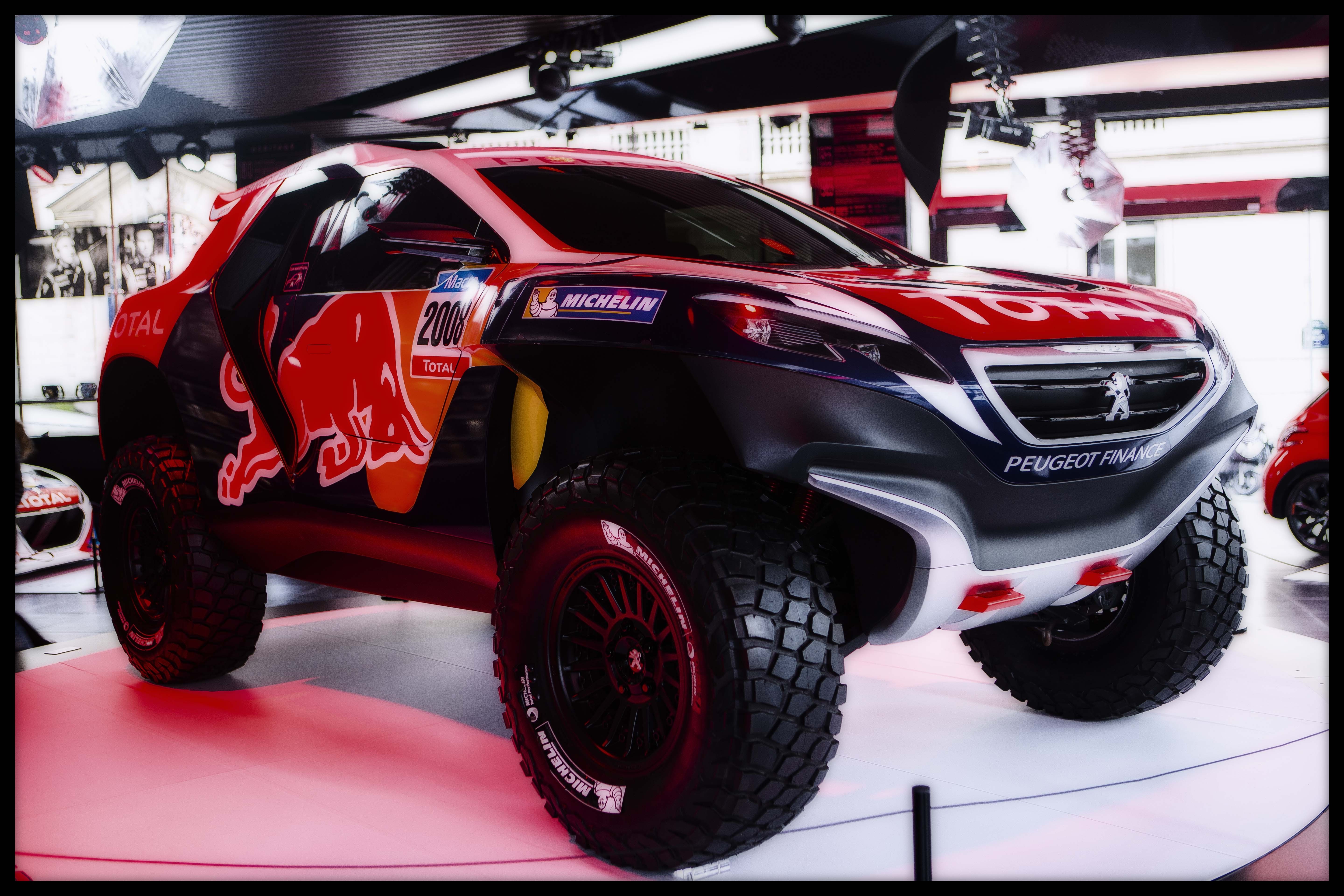 Peugeot 2008 DKR Rally Car with Red Bull Livery HD Wallpaper