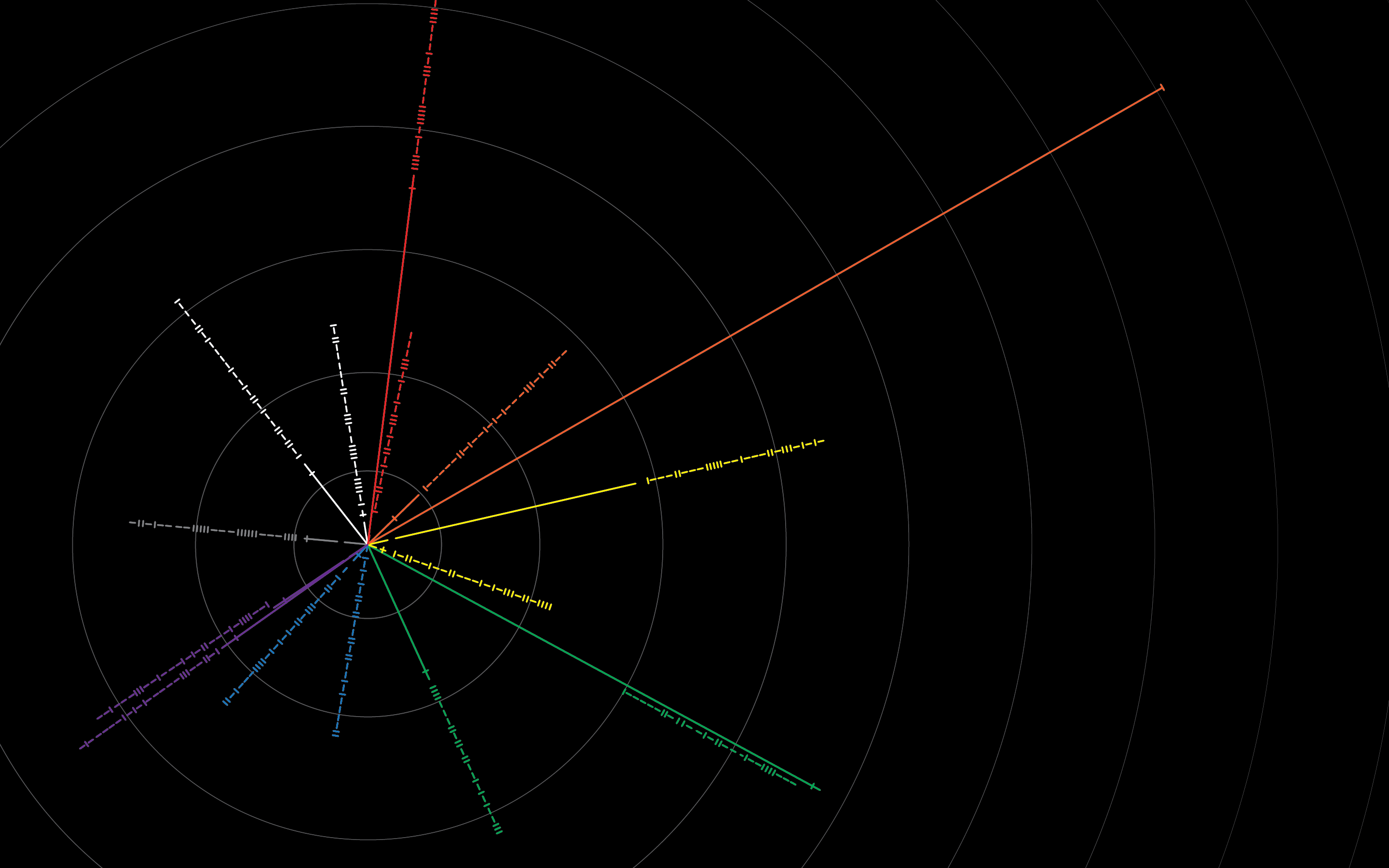 Abstract radial diagram with colored lines and circles HD Wallpaper