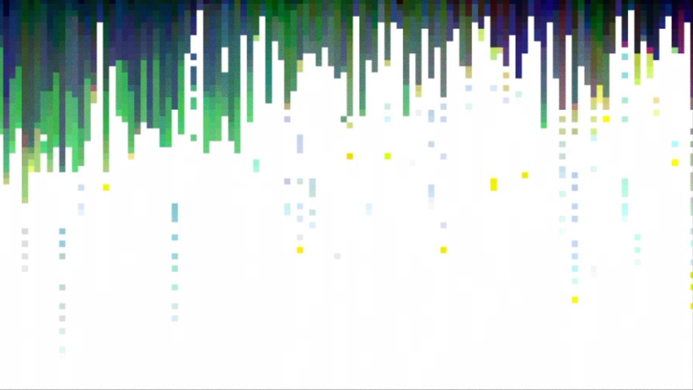 Abstract pixel art with falling elements HD Wallpaper