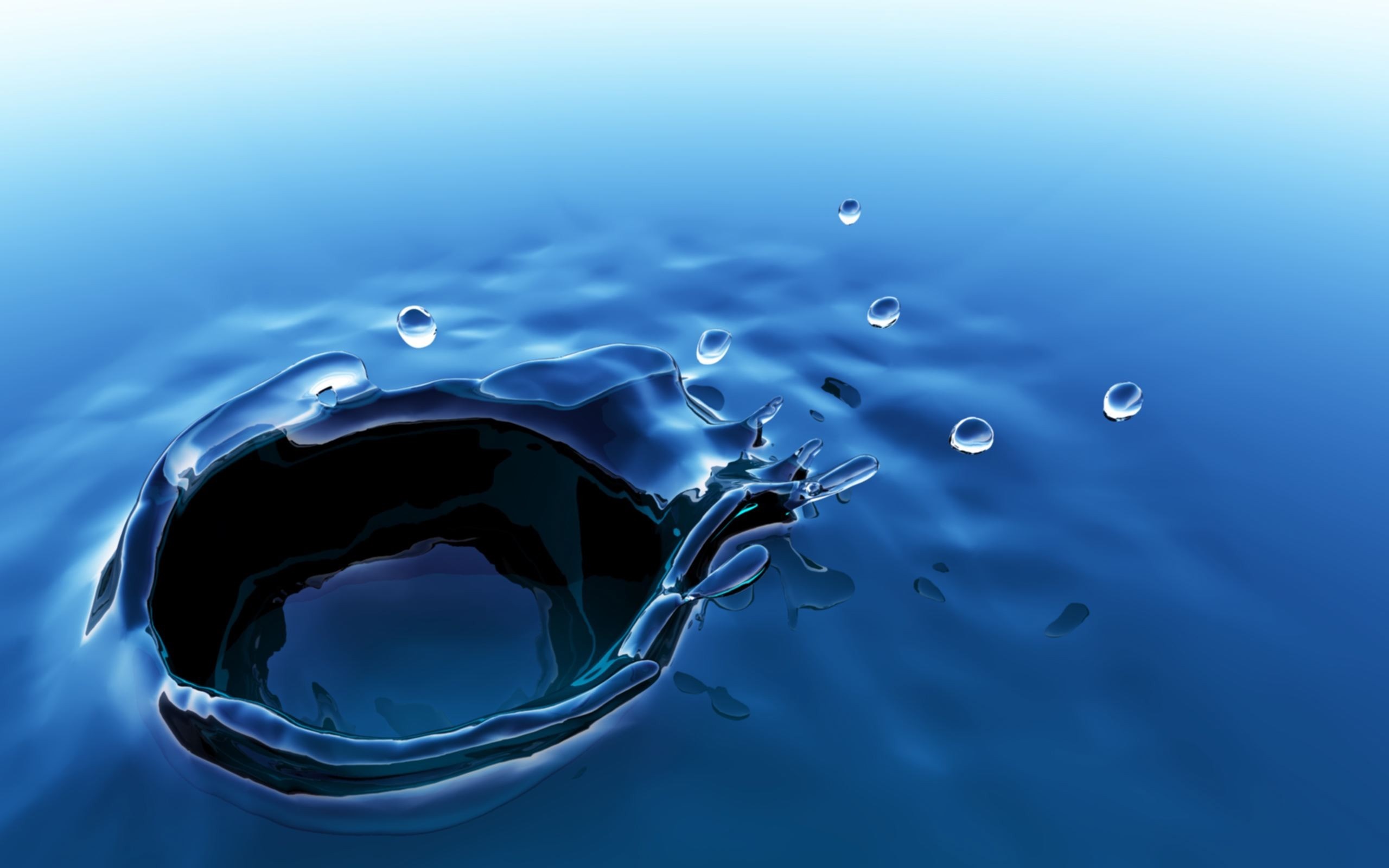 Water splash with drops and reflections HD Wallpaper
