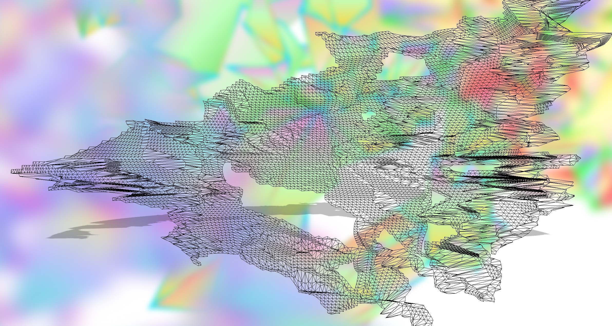 Abstract wireframe structure with iridescent colors HD Wallpaper