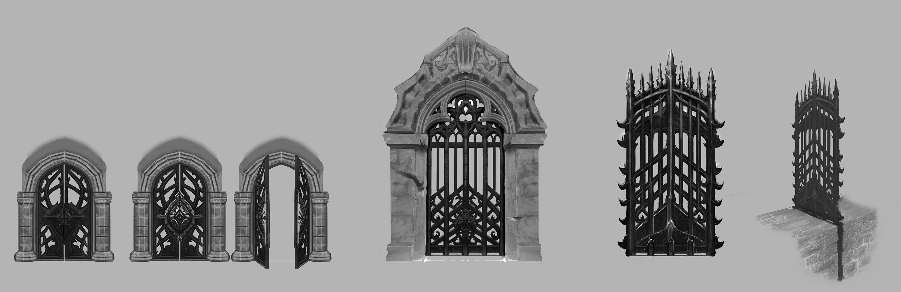 Gothic architecture concept art of gates and doorways HD Wallpaper
