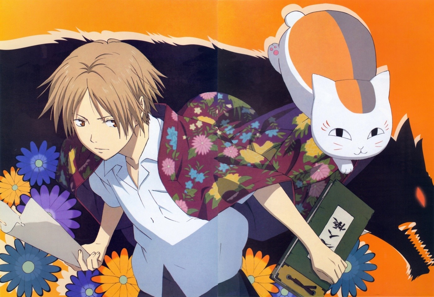 Takashi Natsume and Nyanko-sensei from Natsume Yuujinchou HD Wallpaper