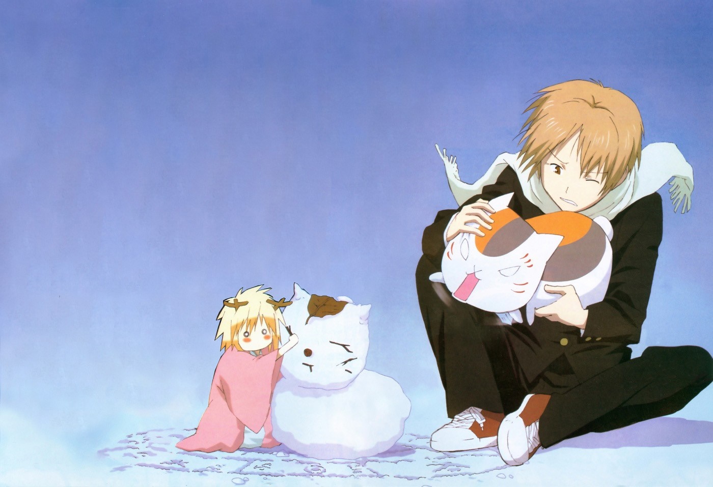 Natsume from Natsume Yuujinchou holding Nyanko-sensei HD Wallpaper