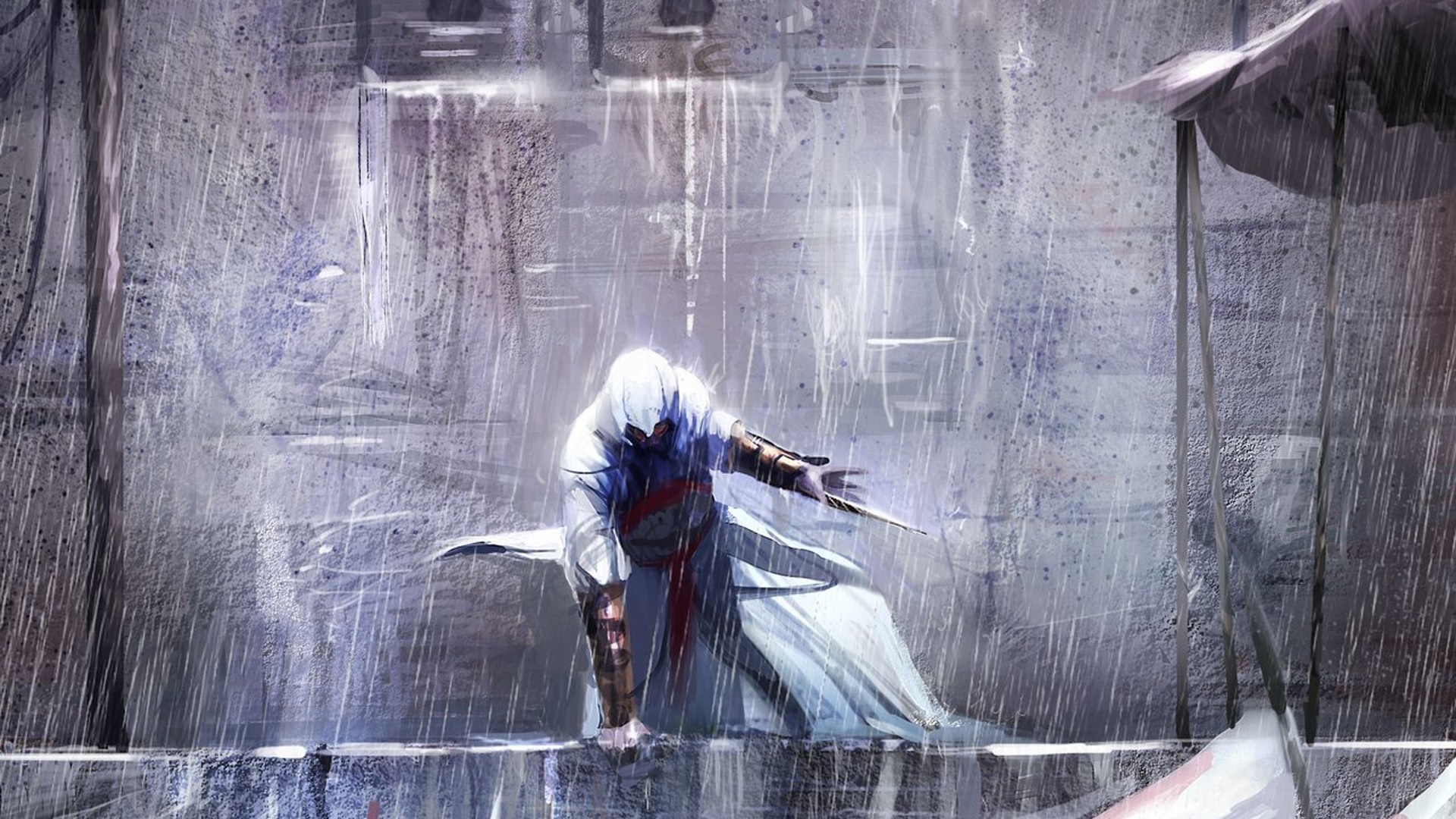 Ezio Auditore from Assassin's Creed in the rain HD Wallpaper