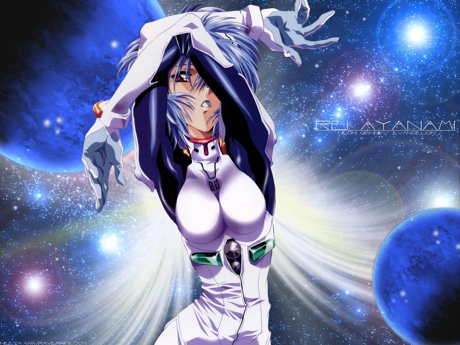 Rei Ayanami from Neon Genesis Evangelion in Space HD Wallpaper