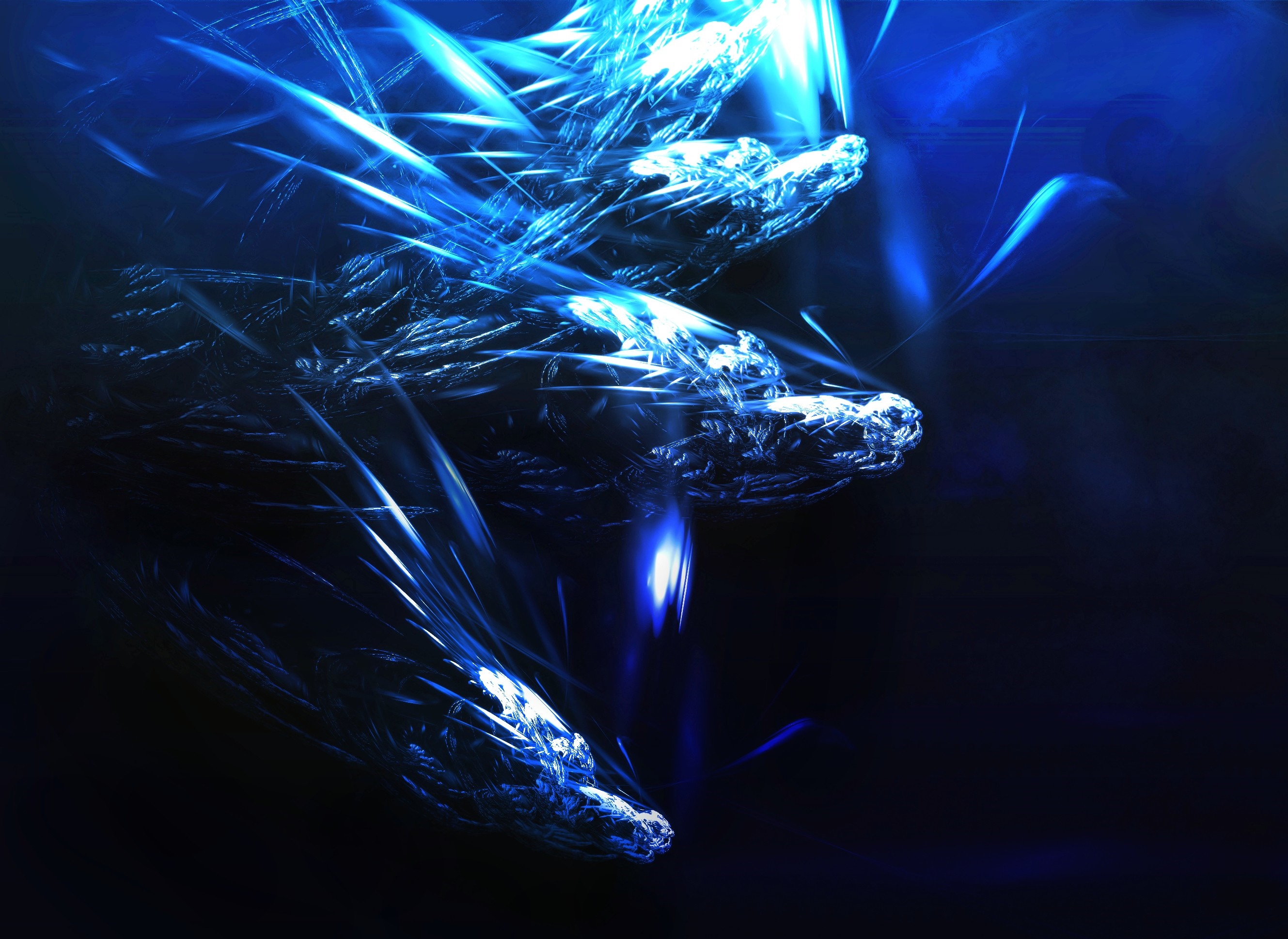 Abstract blue light forms resembling dragons HD Wallpaper
