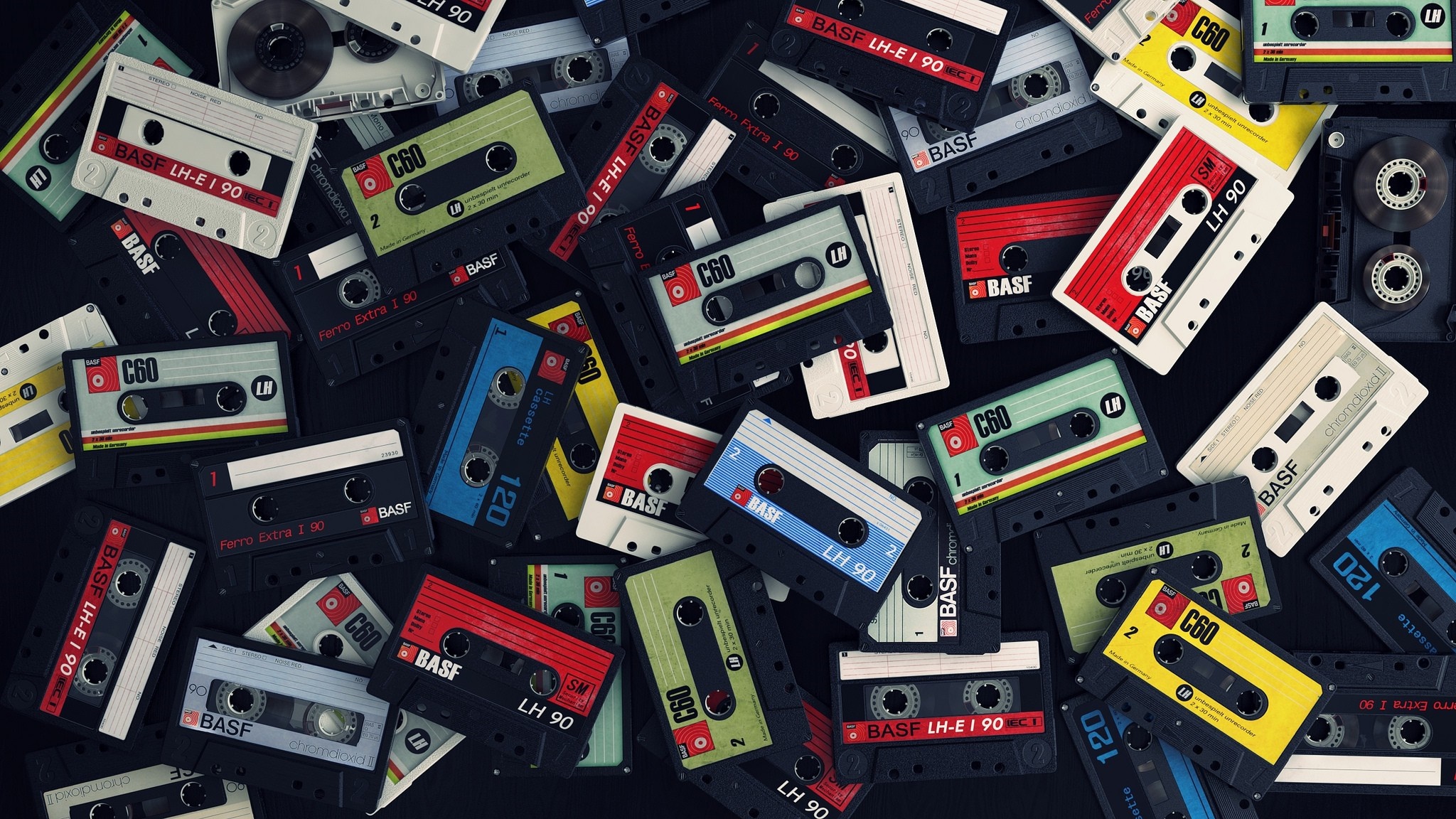 Collection of BASF cassette tapes HD Wallpaper