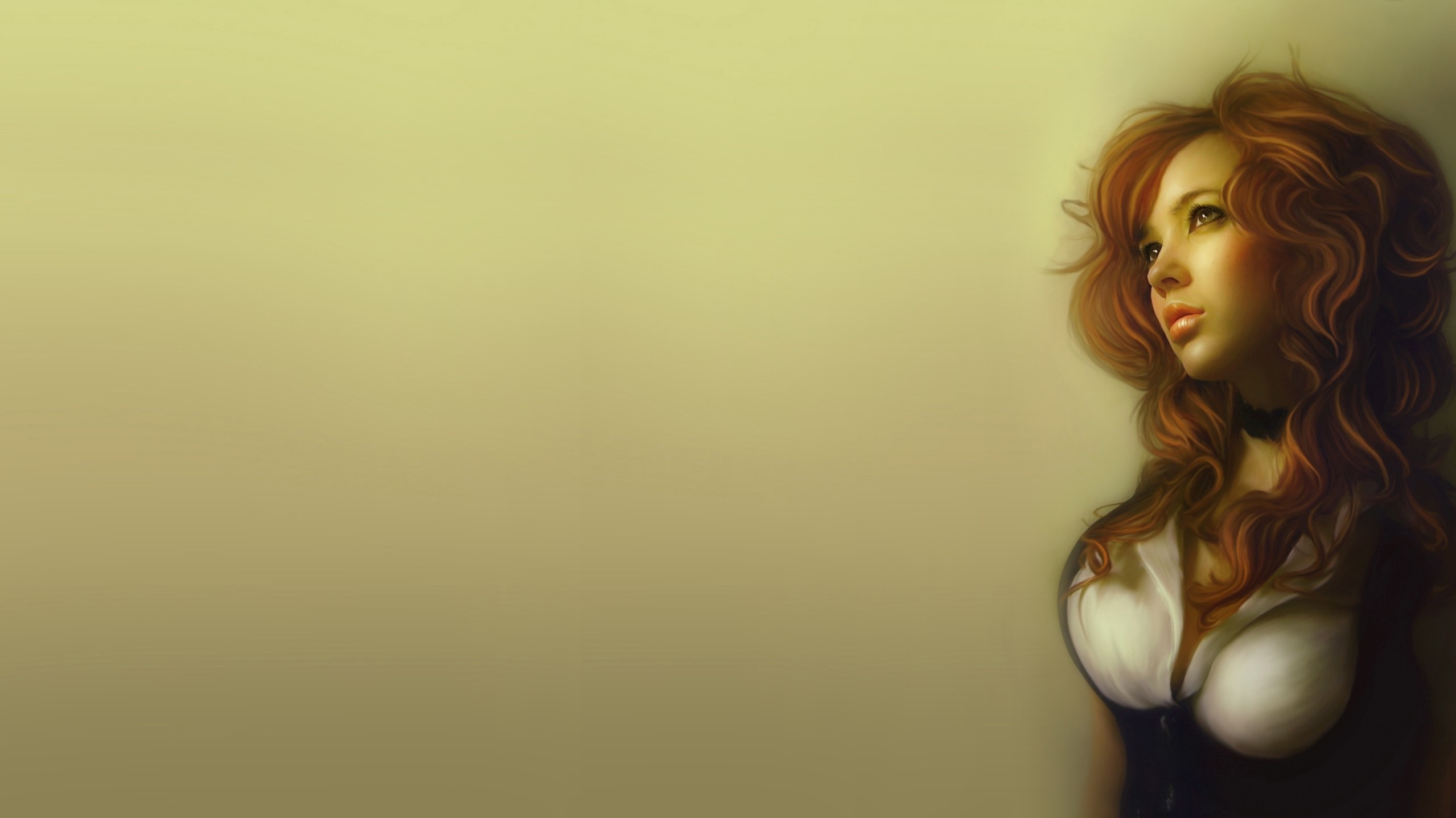 Artwork of a woman with brown hair HD Wallpaper