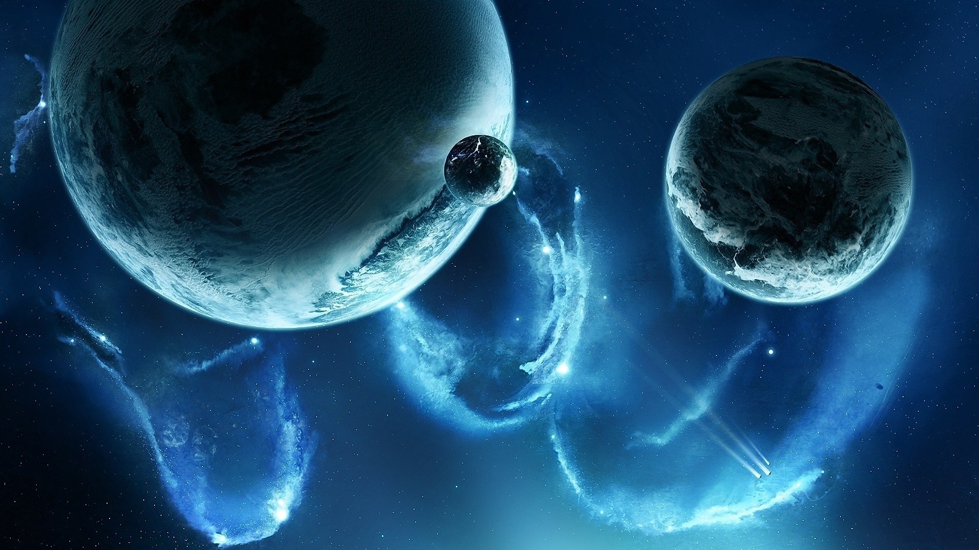 Planets and nebulae in deep space HD Wallpaper