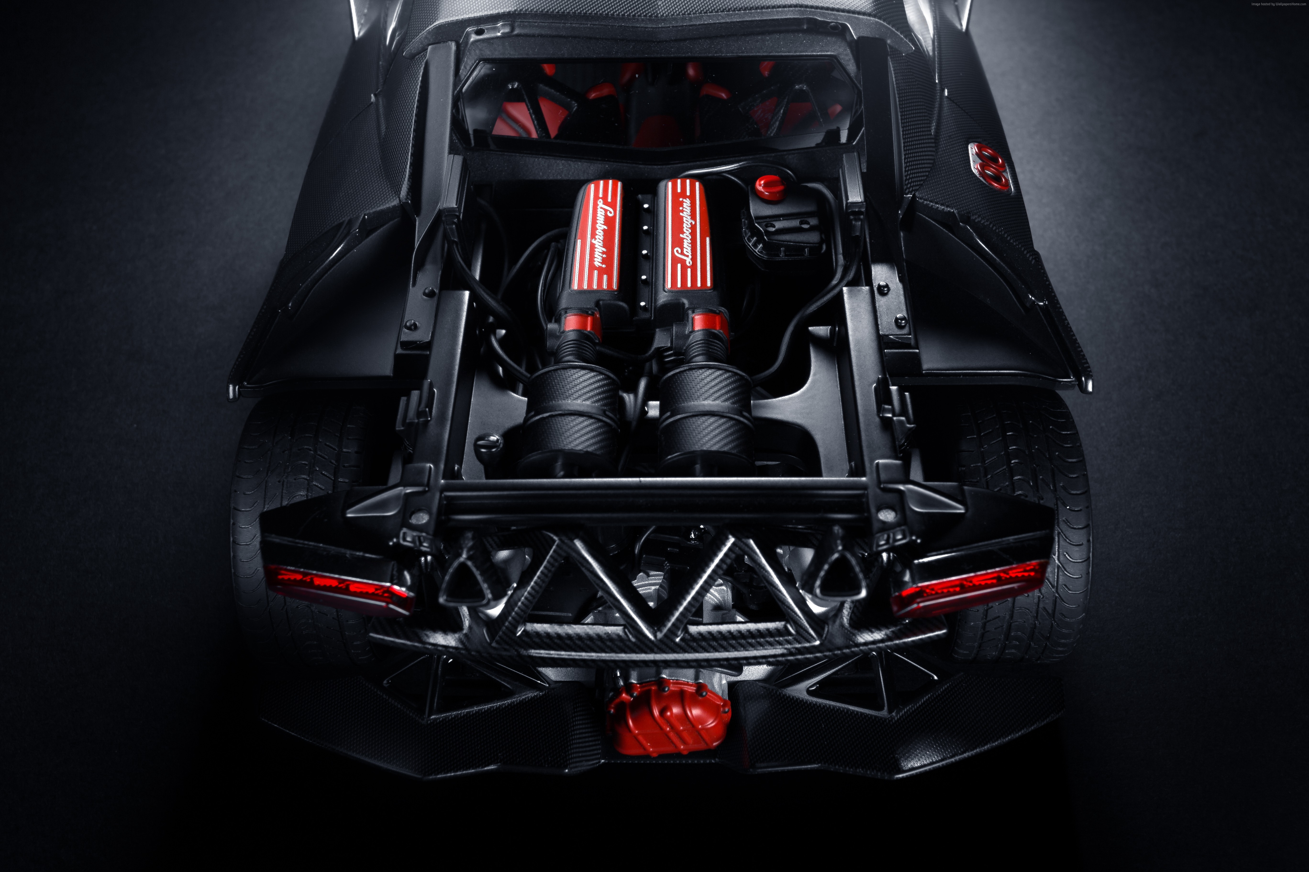 Lamborghini supercar engine bay viewed from above HD Wallpaper