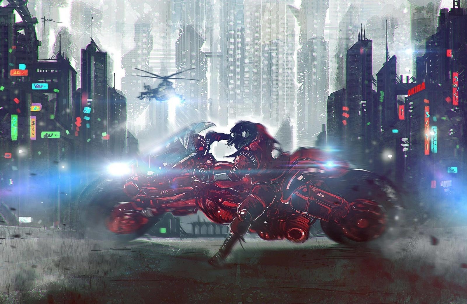 Kaneda's Motorcycle in Neo-Tokyo from Akira HD Wallpaper