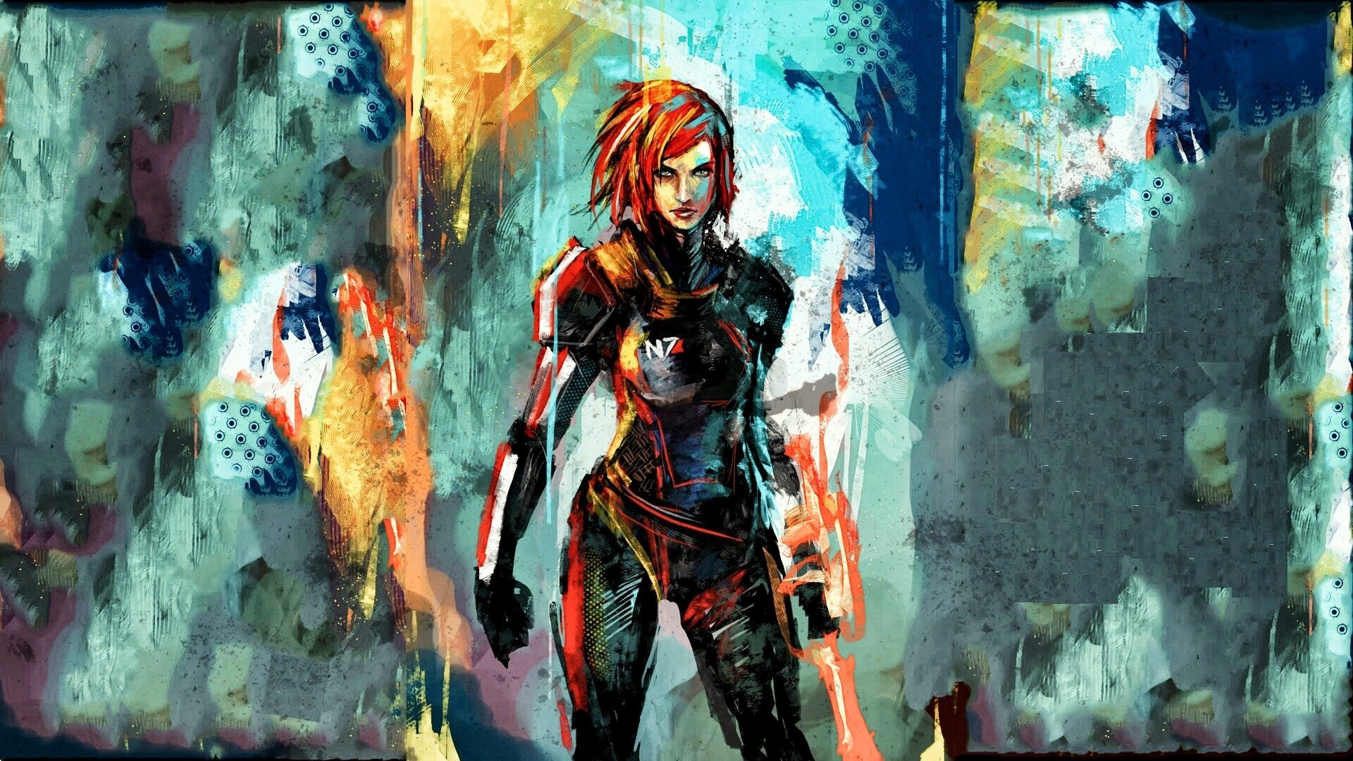Commander Shepard from Mass Effect painting HD Wallpaper