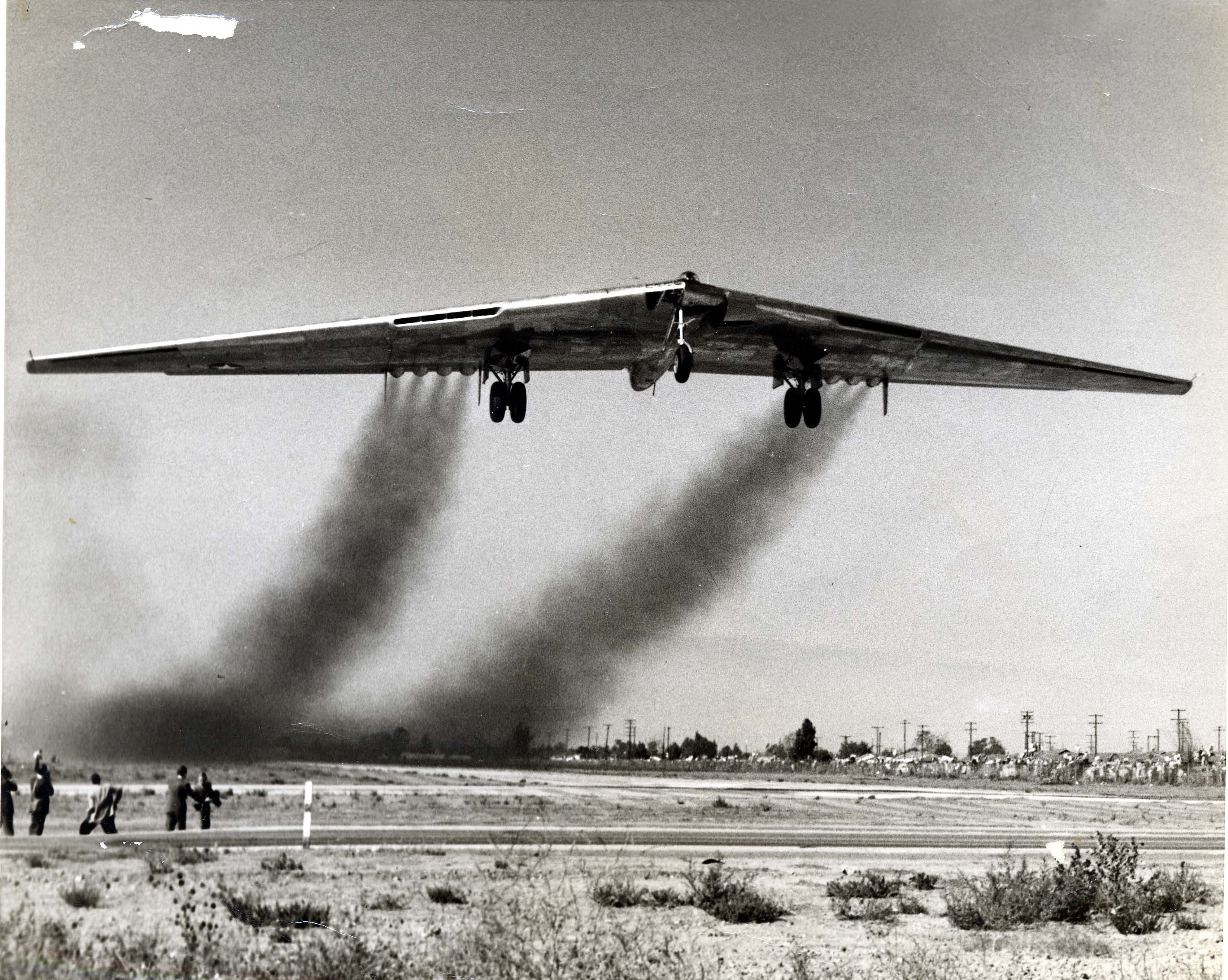 Northrop YB-49 Flying Wing bomber taking off HD Wallpaper