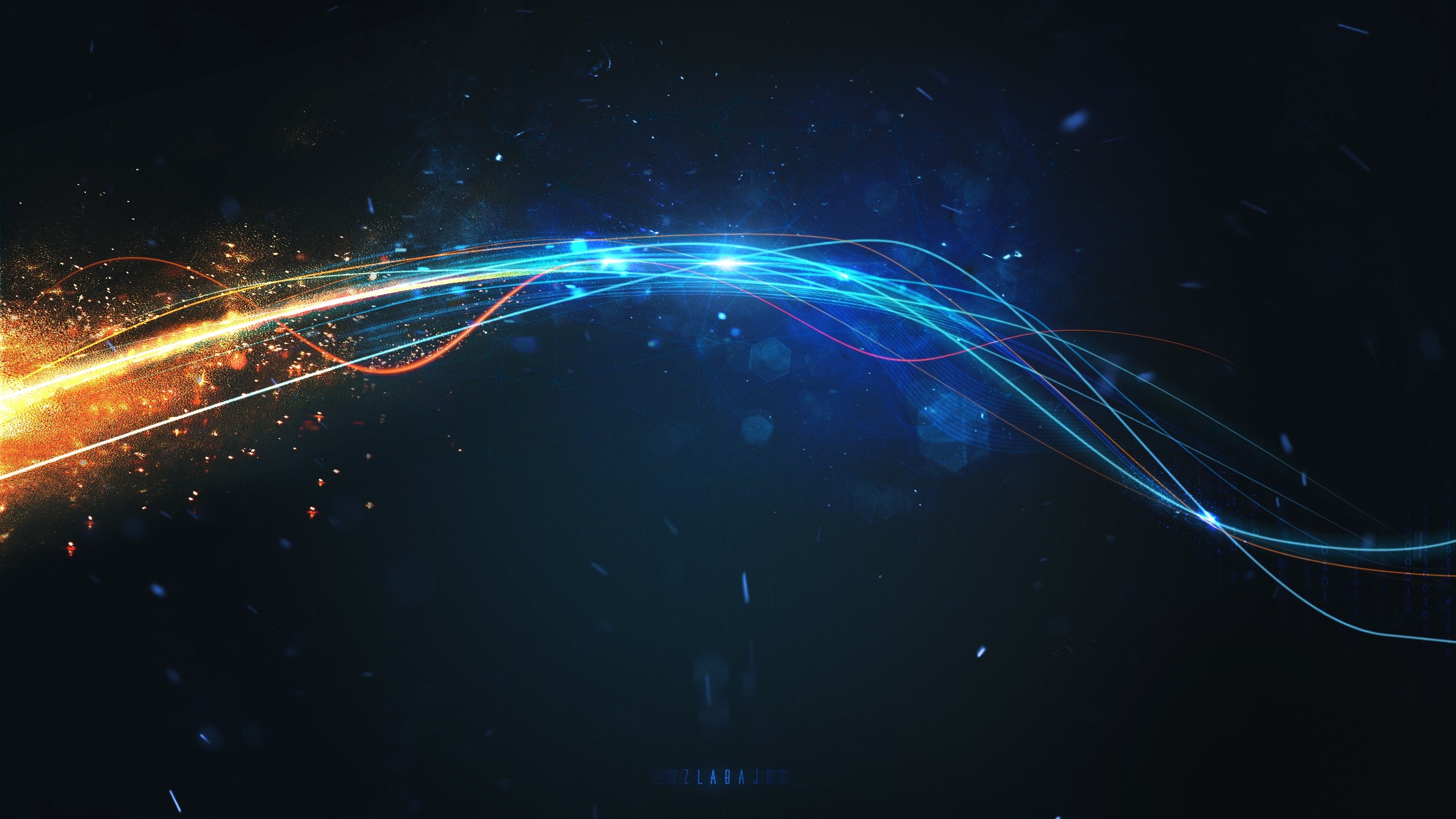 Abstract light waves in dark space HD Wallpaper