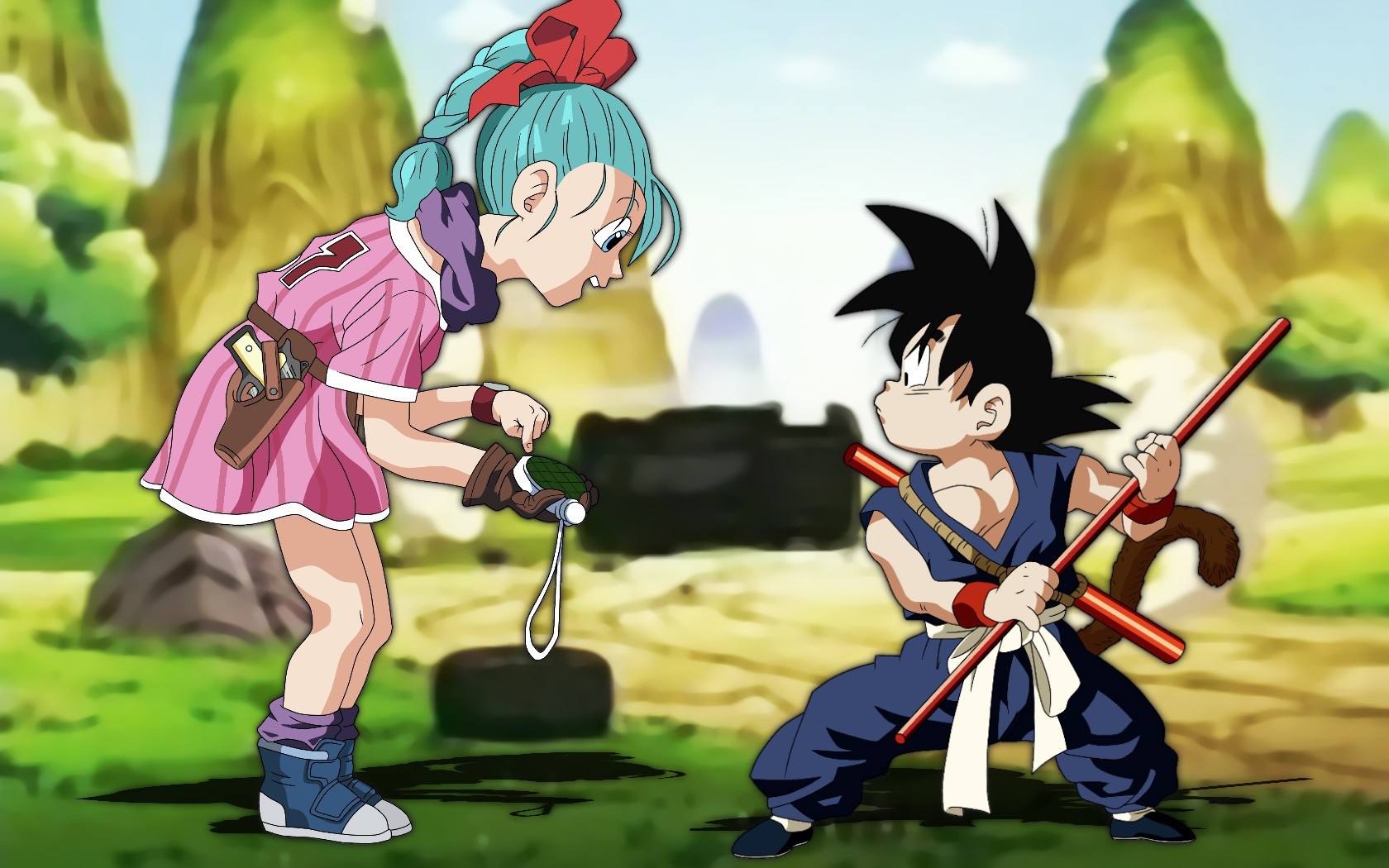 Bulma and Kid Goku from Dragon Ball HD Wallpaper
