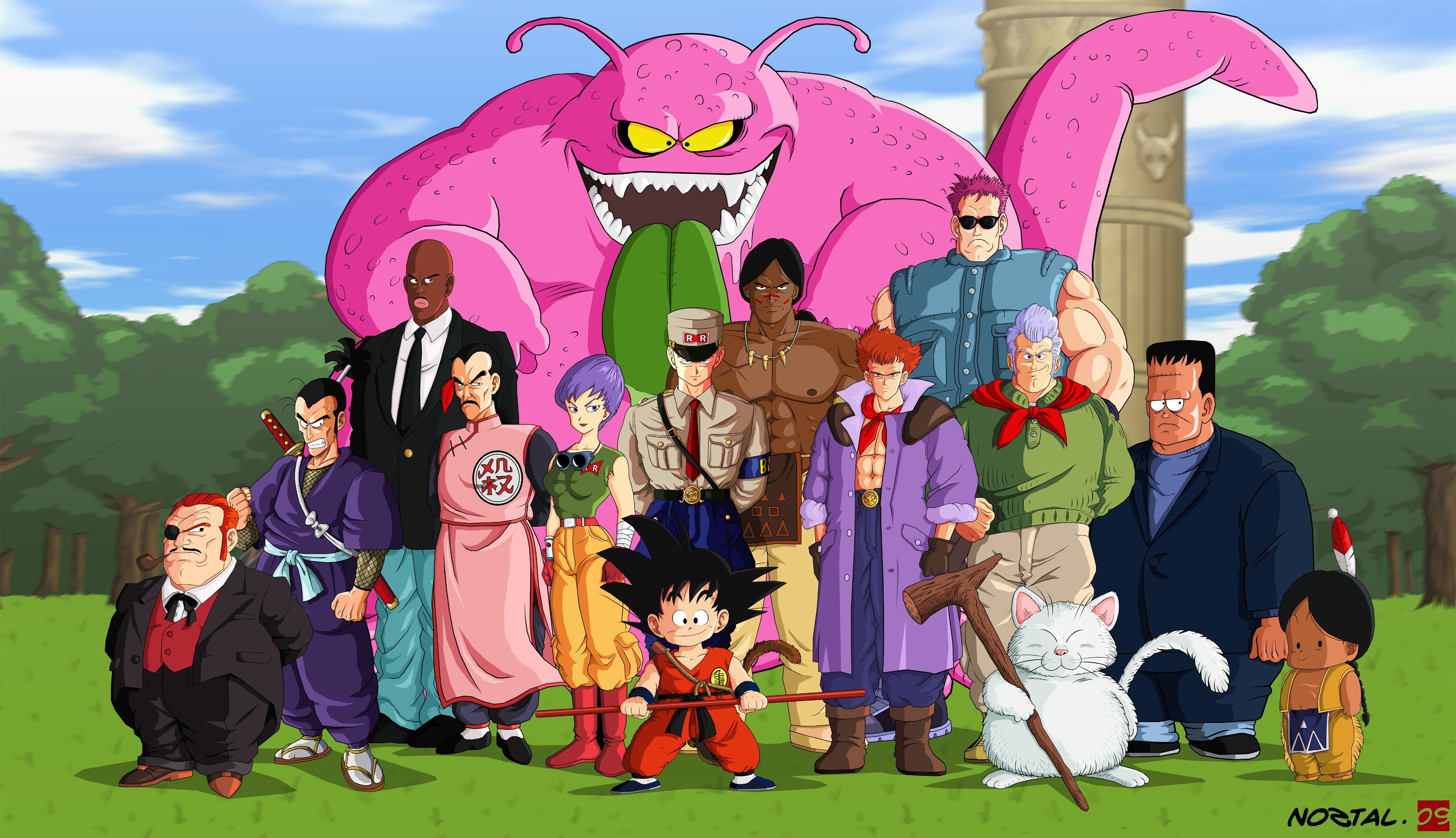 Dragon Ball Z characters with Majin Buu HD Wallpaper