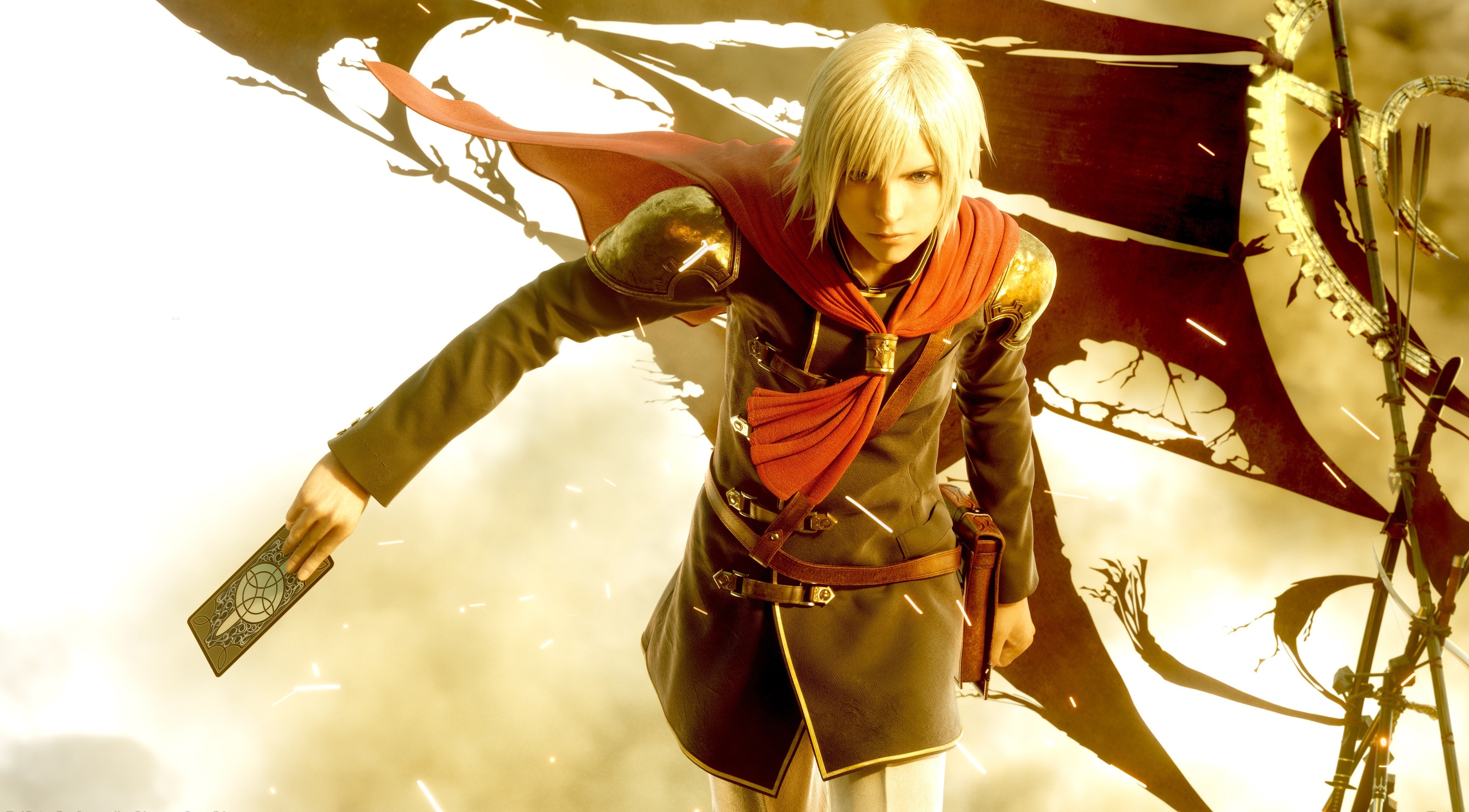 Lightning from Final Fantasy holding a card HD Wallpaper