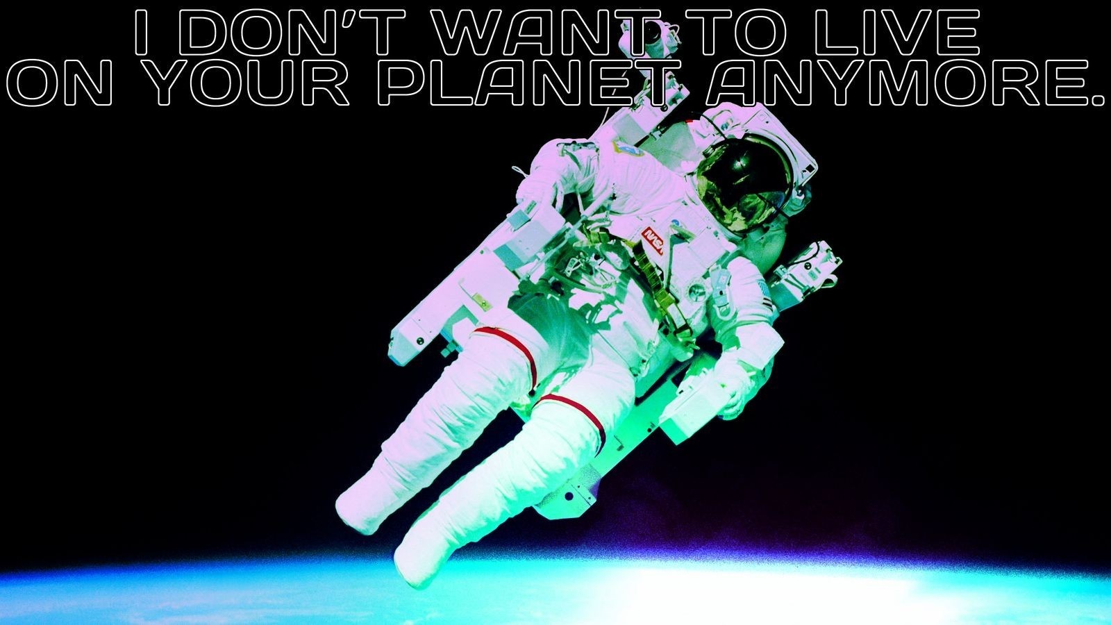 Astronaut in space with text HD Wallpaper