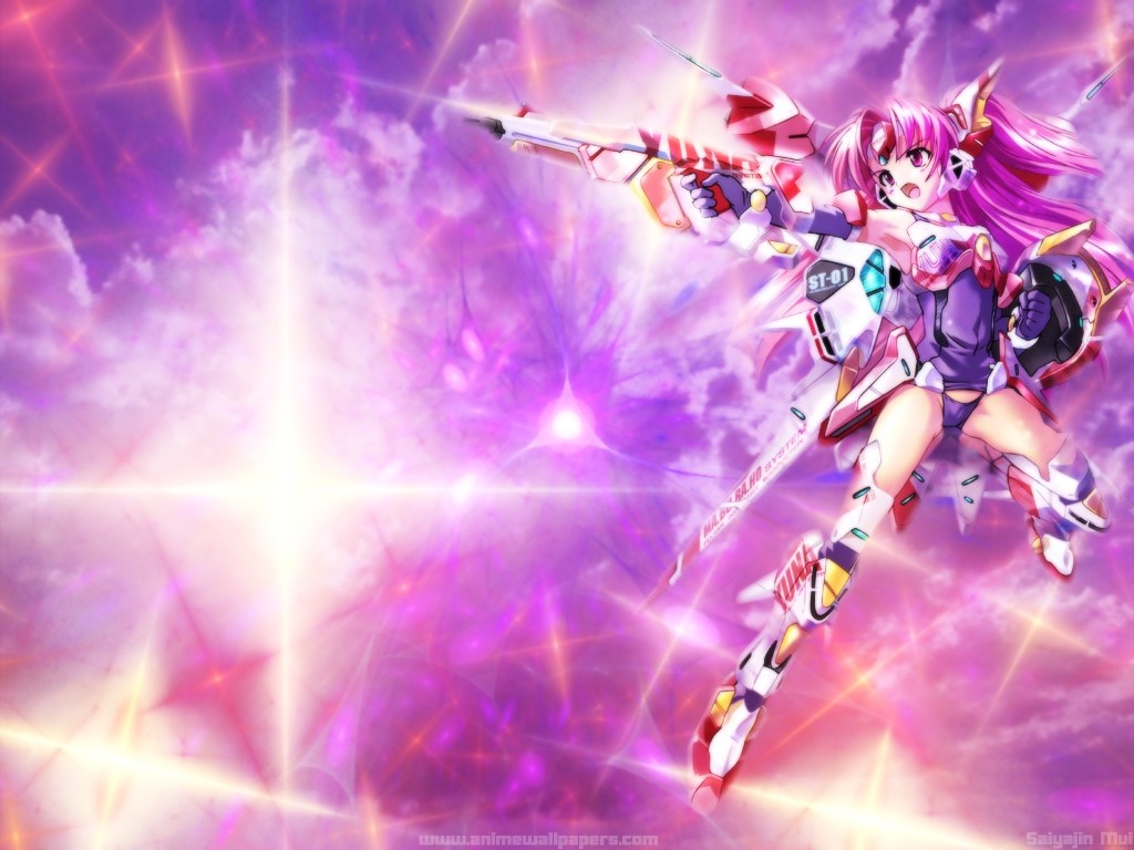 Anime girl in mecha suit holding a weapon HD Wallpaper