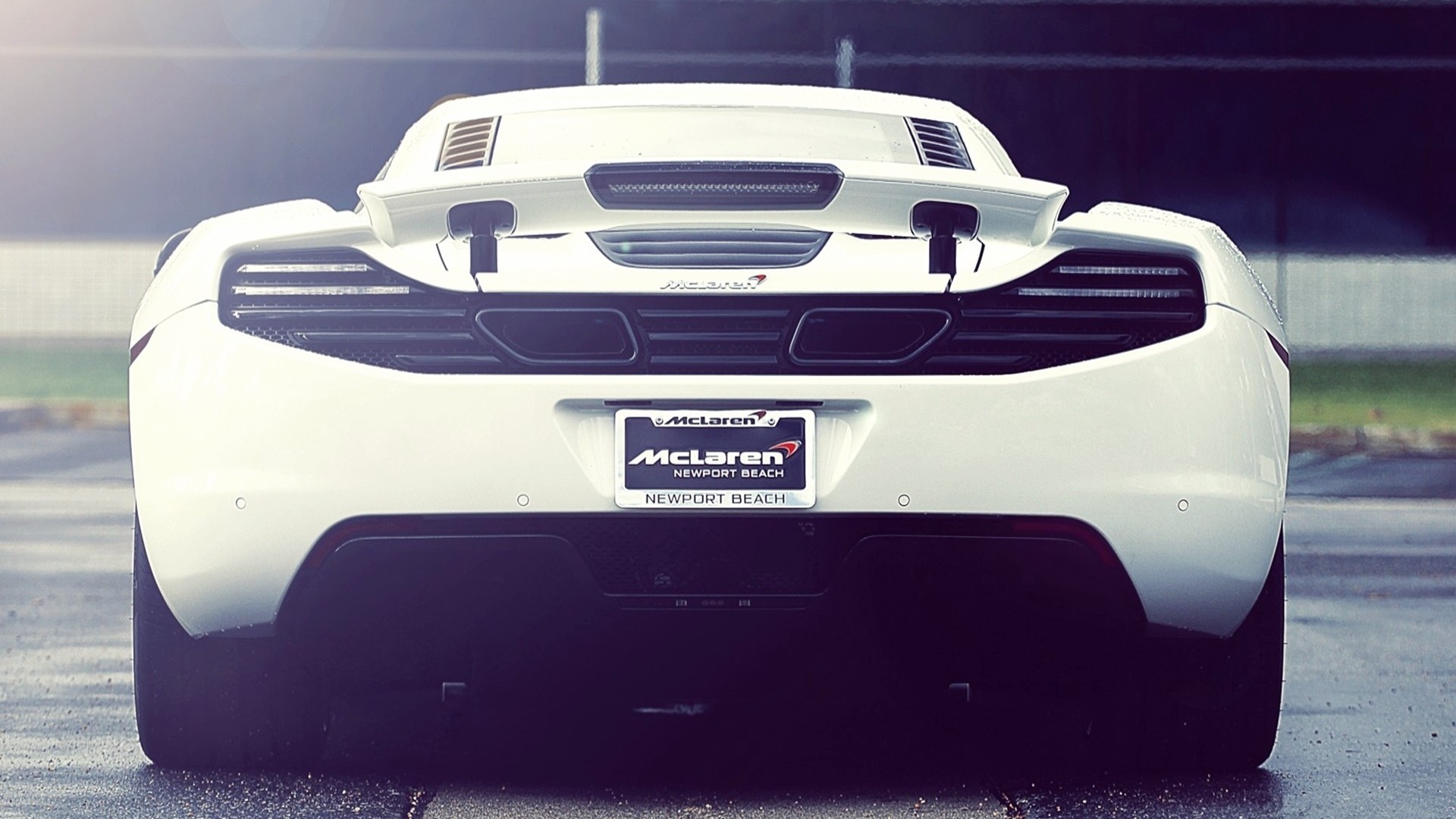 Rear view of a white McLaren MP4-12C HD Wallpaper