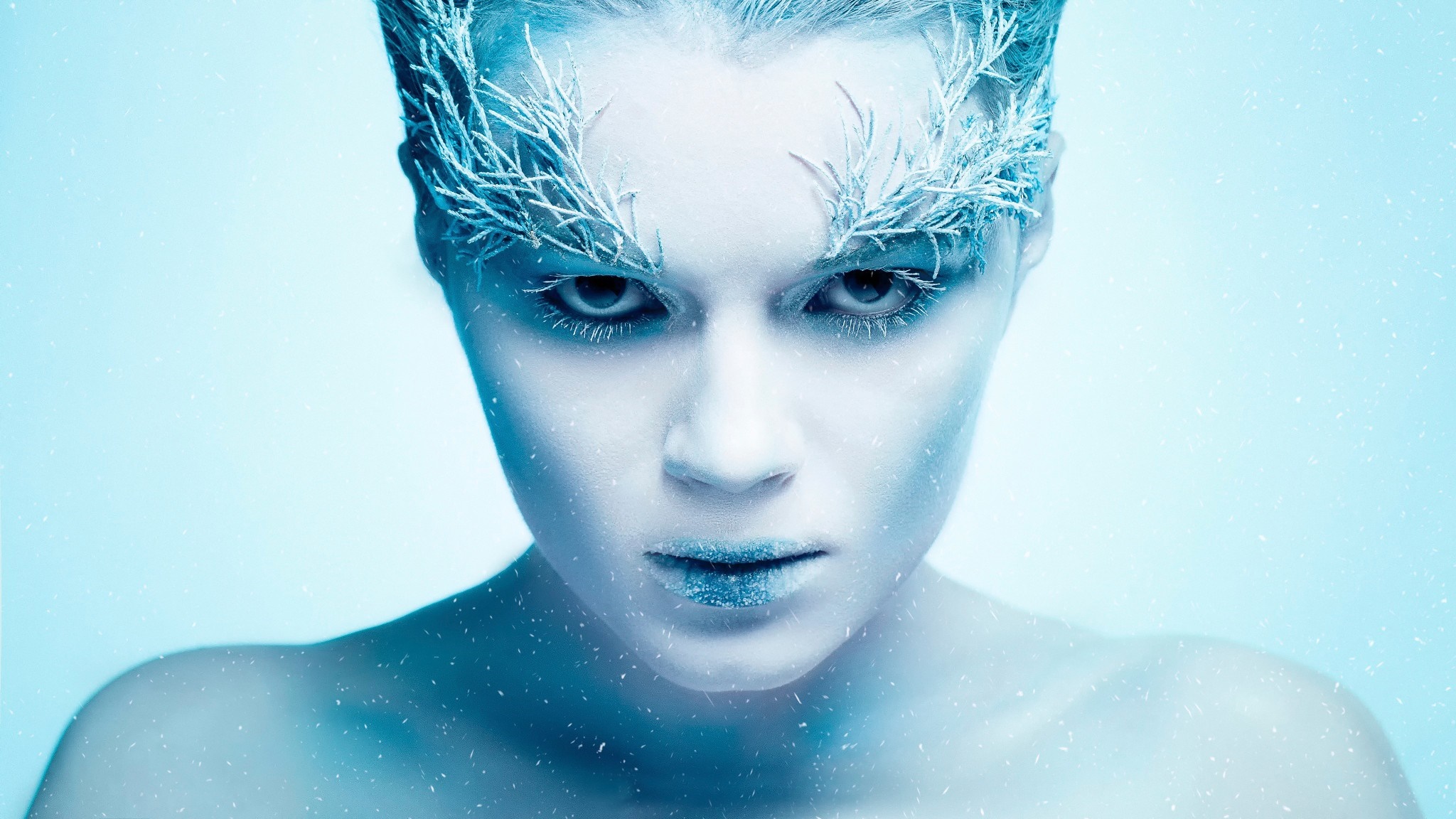 Woman with ice and snow makeup HD Wallpaper
