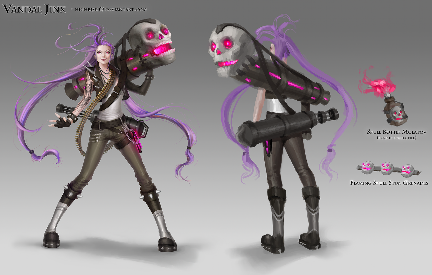 Vandal Jinx with Skull Weapons HD Wallpaper